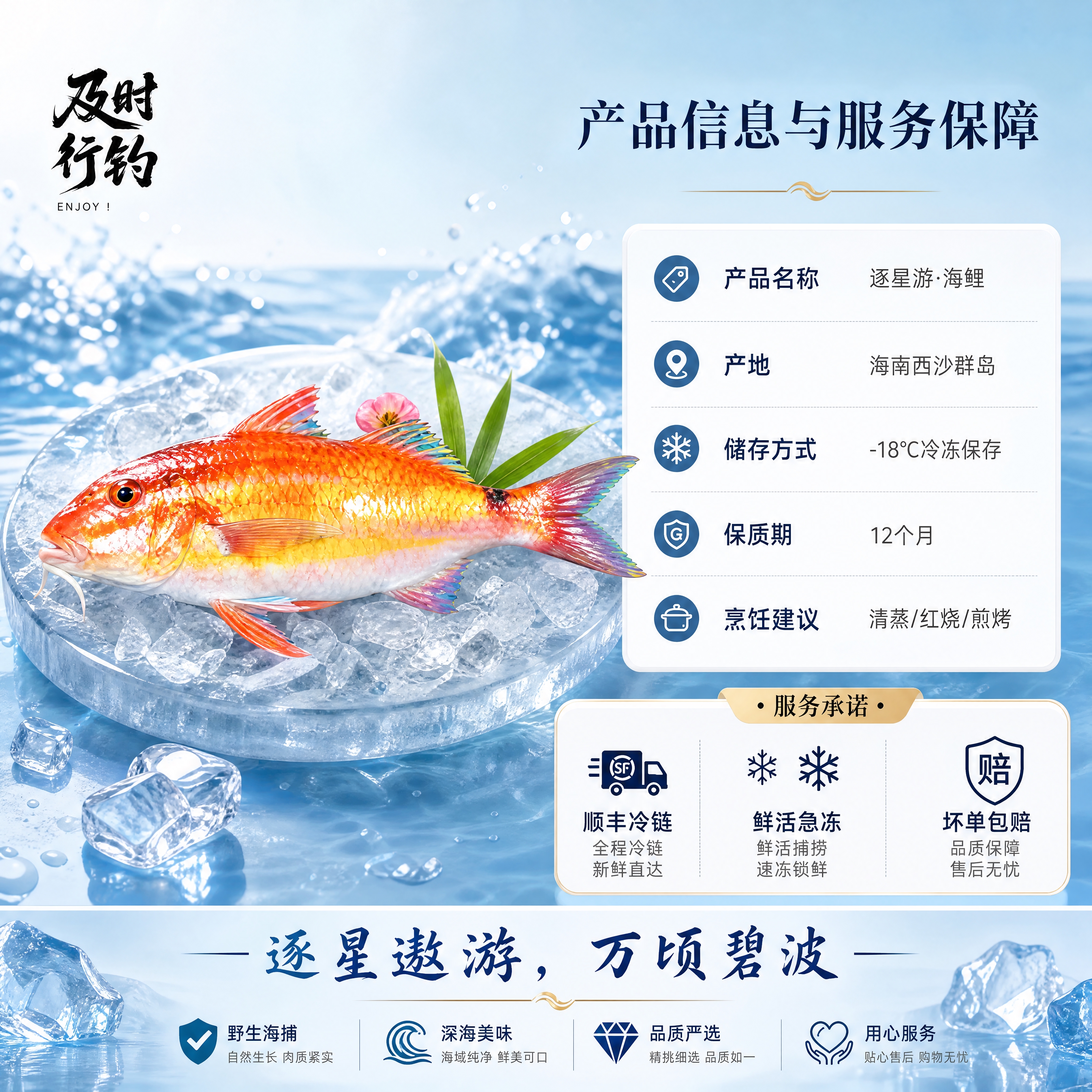 [商品] 使用【图1】野生海鲤；保留鱼身橙红黄渐变鳞片、彩色鱼… - 图片创意预览