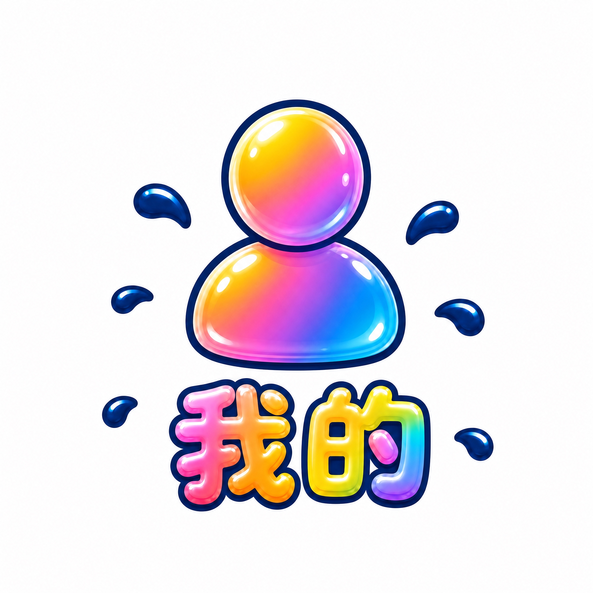 白色背景，干净的背景，底部导航栏图标设计，液态水花泼溅果冻风格… - 图片创意预览