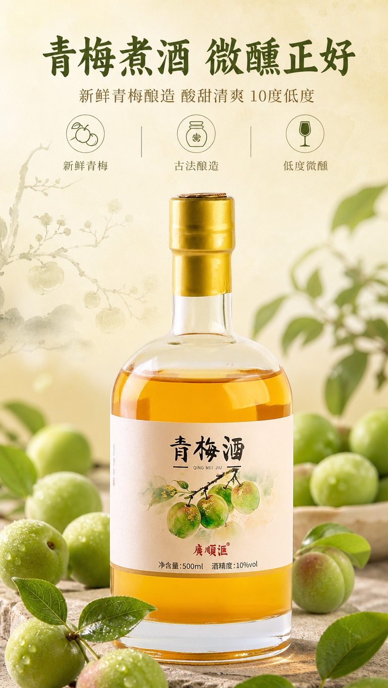 [商品] 使用【图1】广顺滙青梅酒500ml透明玻璃瓶；保留瓶… - 图片创意预览