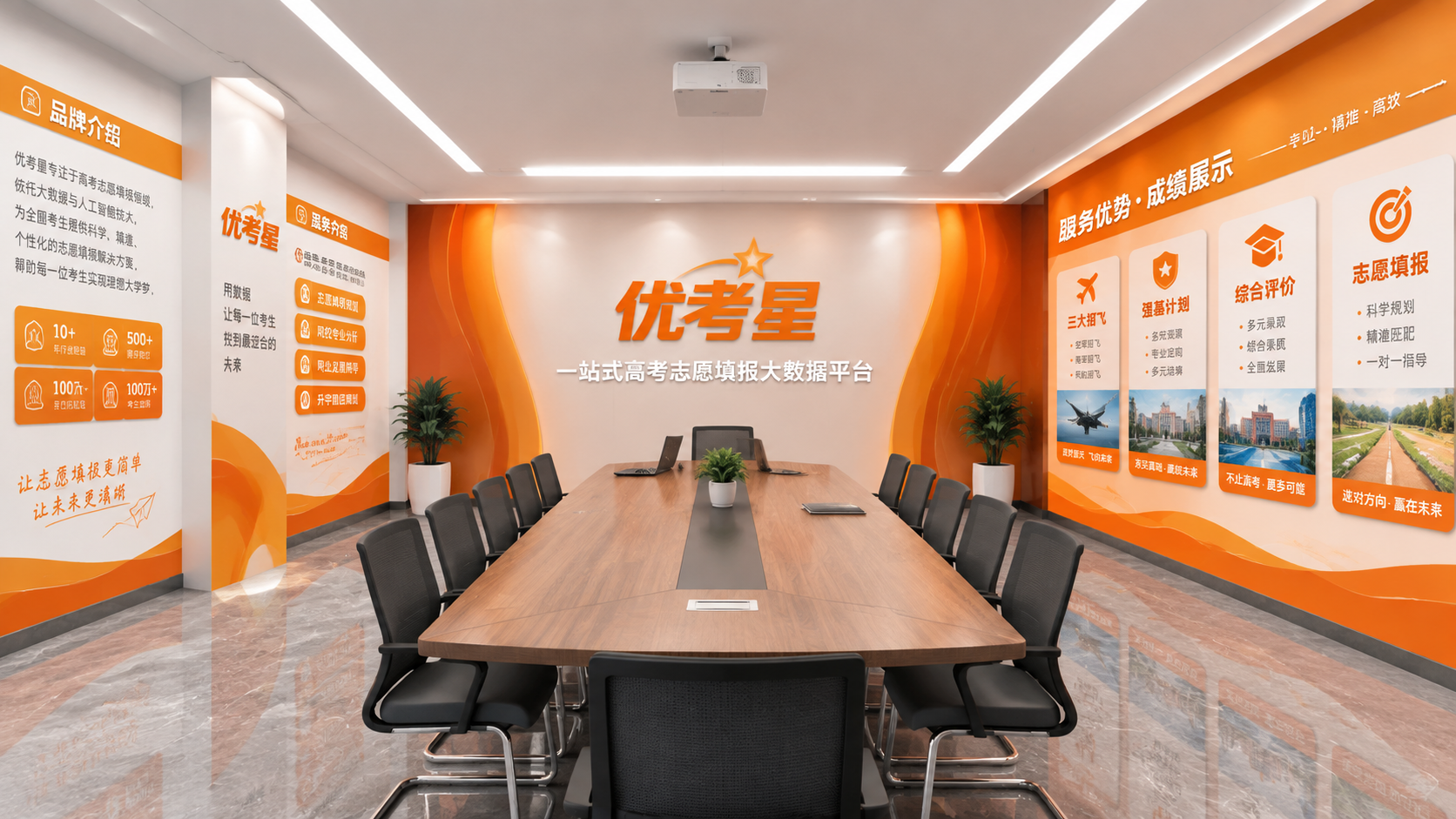 基于真实会议室场景的墙面设计效果图，中小型会议室，灰色大理石地… - 图片创意预览