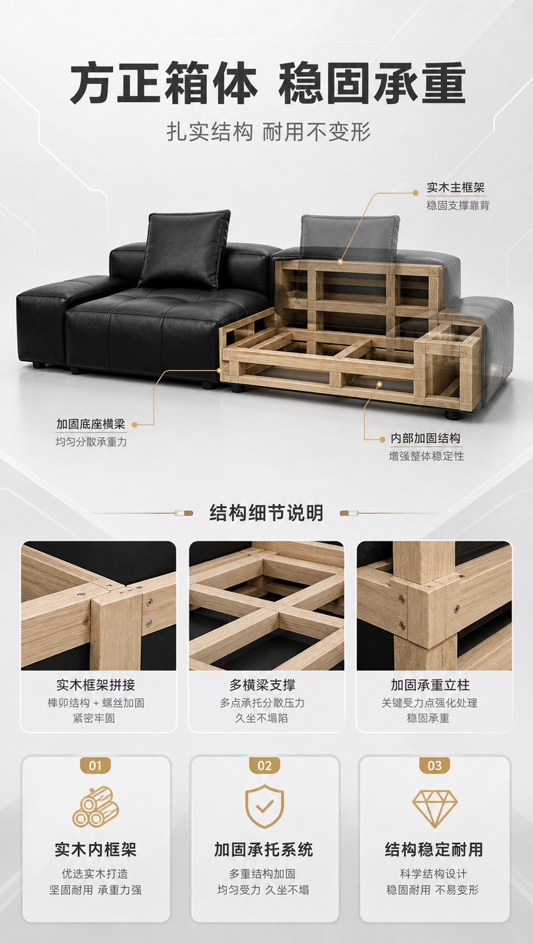 [商品] 使用【图1】黑色皮质模块化组合沙发；保留方正箱体结构… - 图片创意预览