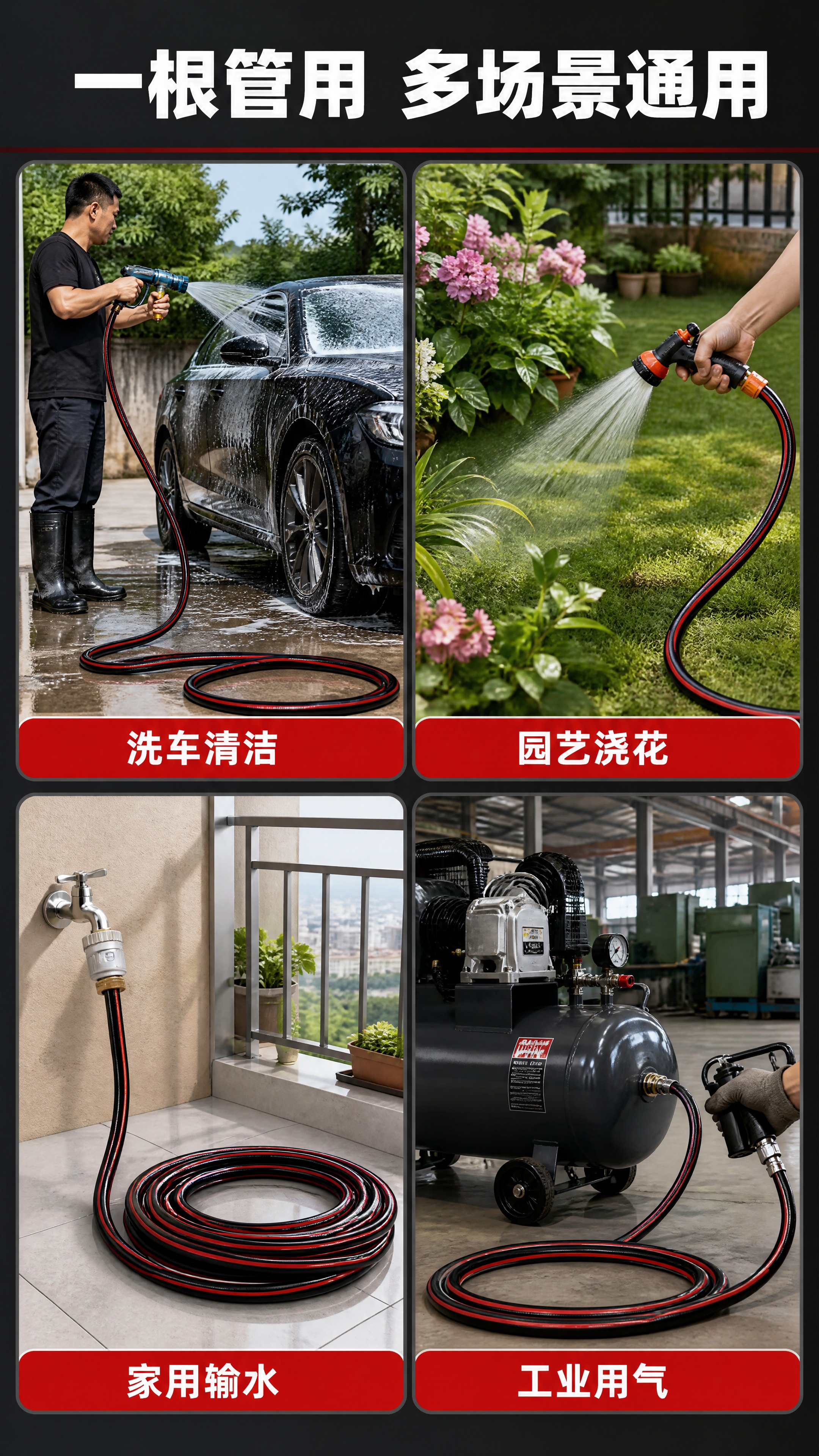 [商品] 使用【图1】黑红条纹PVC高压软管；保留管材形态和黑… - 图片创意预览