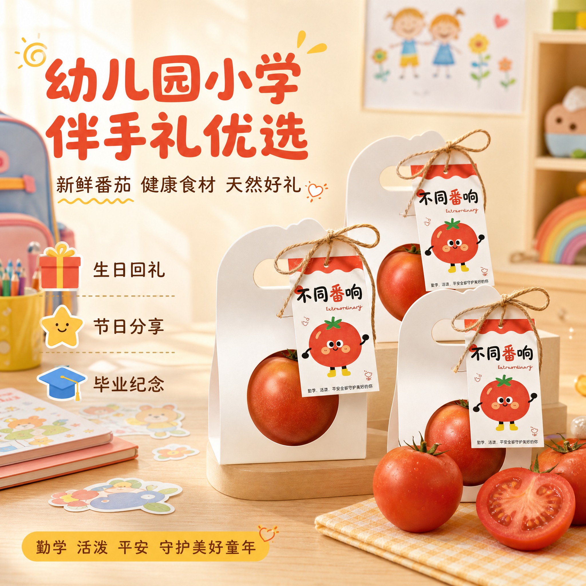 [主图-3] 主题：幼儿园小学伴手礼场景，突出送礼场景和适用人… - 图片创意预览