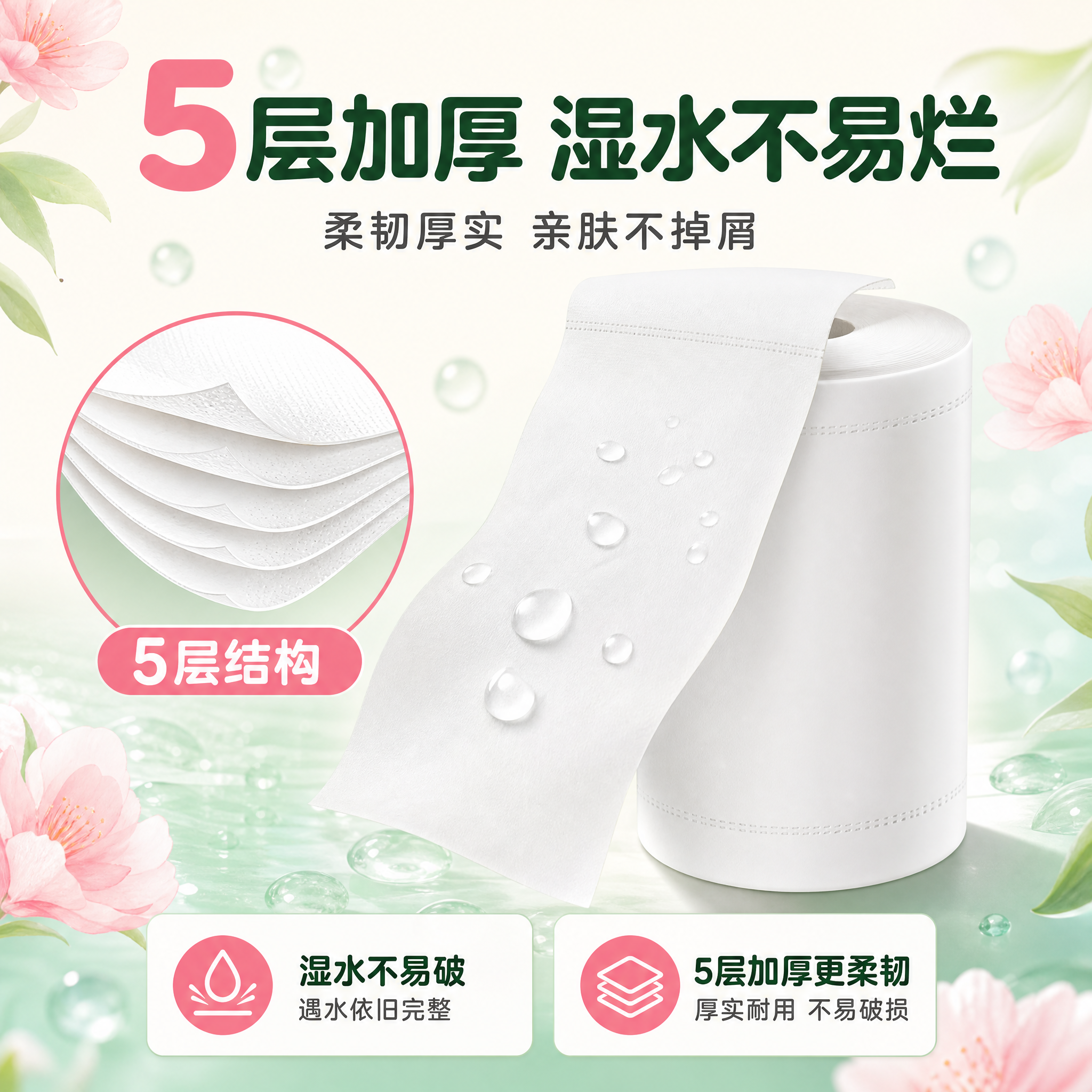 [主图-2] 核心亮点 5层加厚 湿水不易烂。主题：5层加厚更… - 图片创意预览