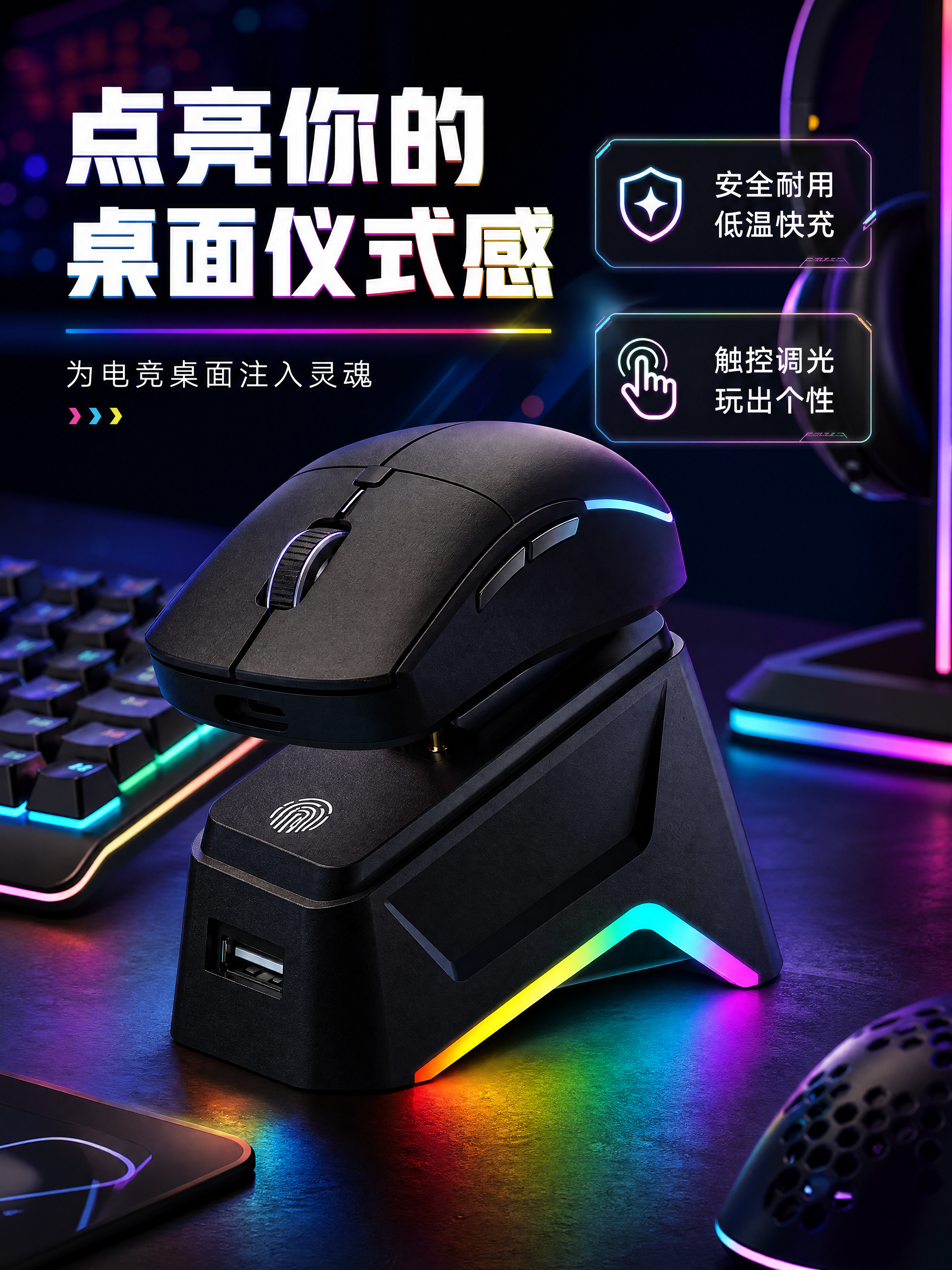 [商品] 使用【图4】黑色磁吸鼠标充电底座；保留底座梯形结构、… - 图片创意预览