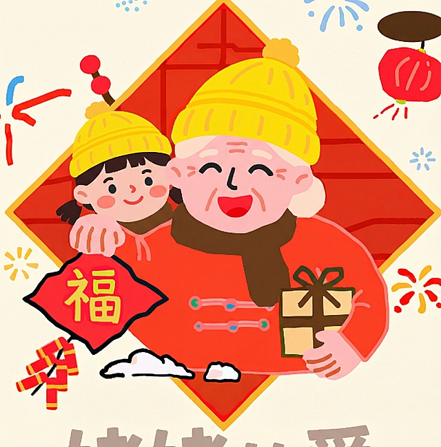 老奶奶左边加一个小女孩的头