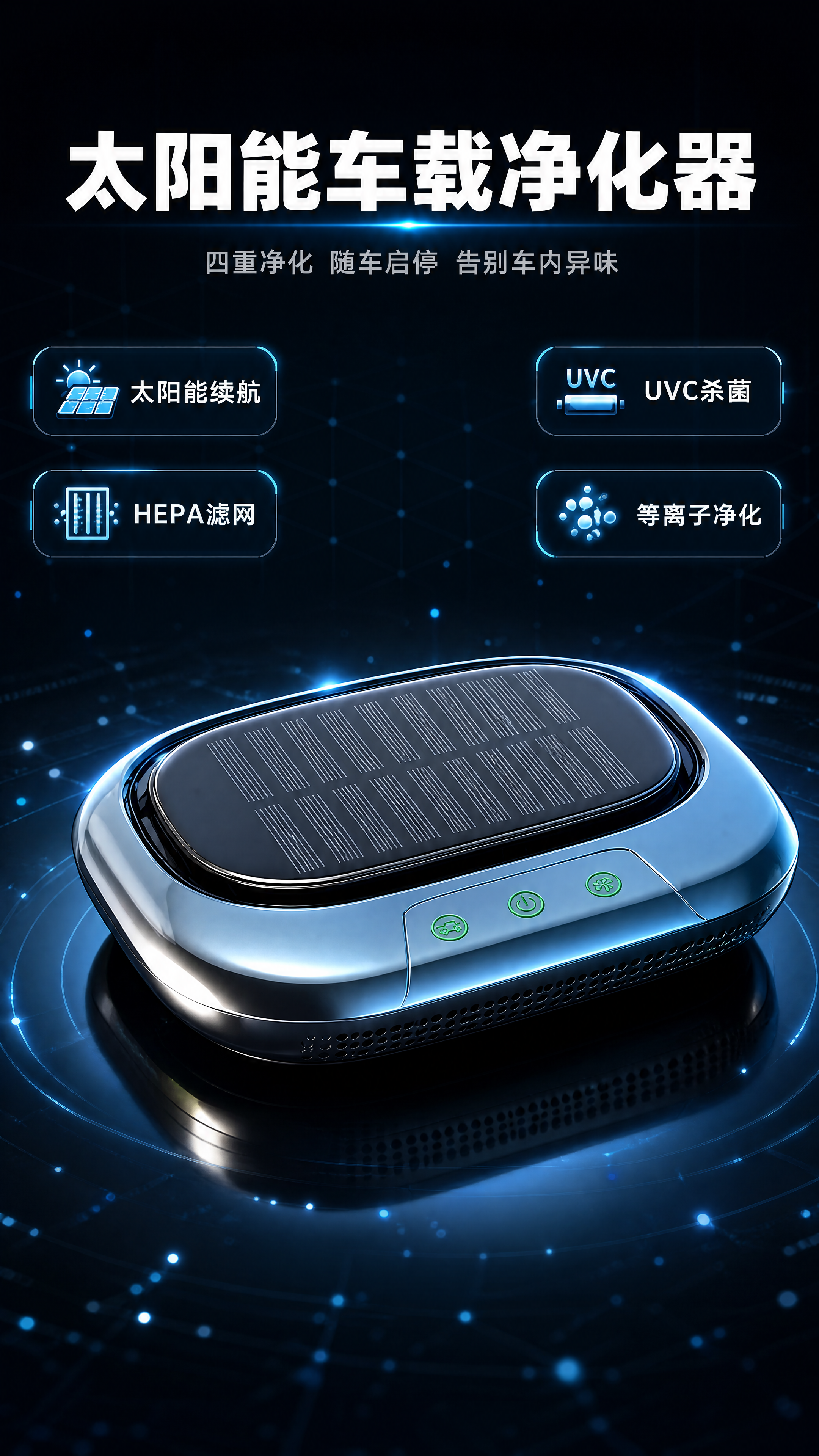 [商品] 使用【图1】太阳能车载空气净化器；保留椭圆流线型机身… - 图片创意预览