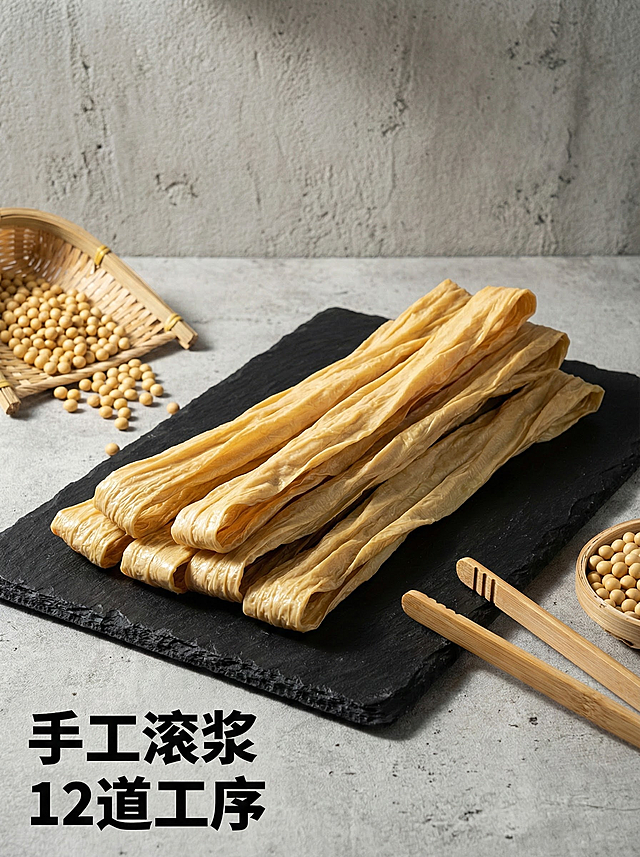 我卖的产品产品是广西手工滚浆腐竹，请帮我设计十张主图高级一些