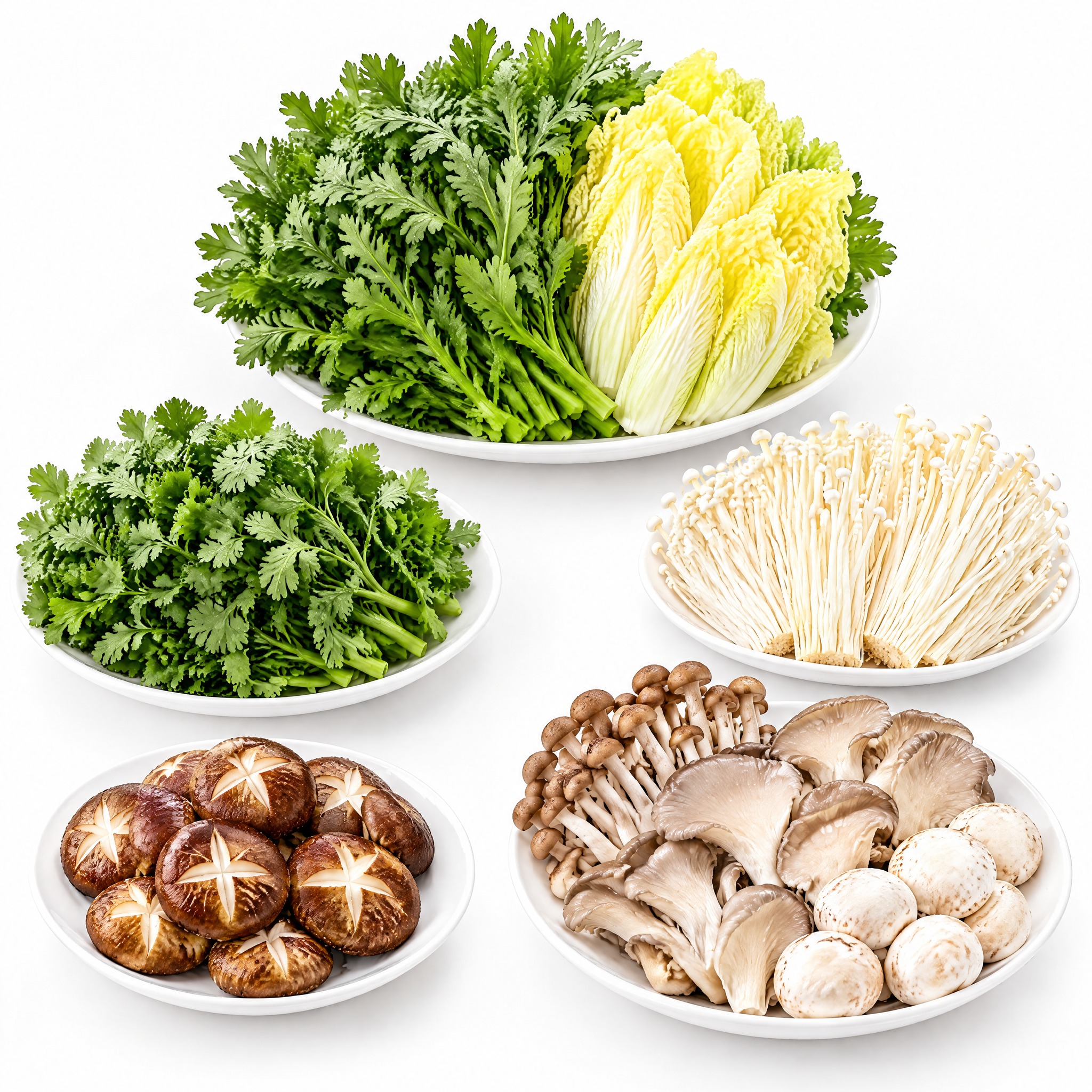 只保留青菜和蘑菇，去除火锅、烤肉盘、肉类、丸子、豆制品、海鲜、… - 图片创意预览