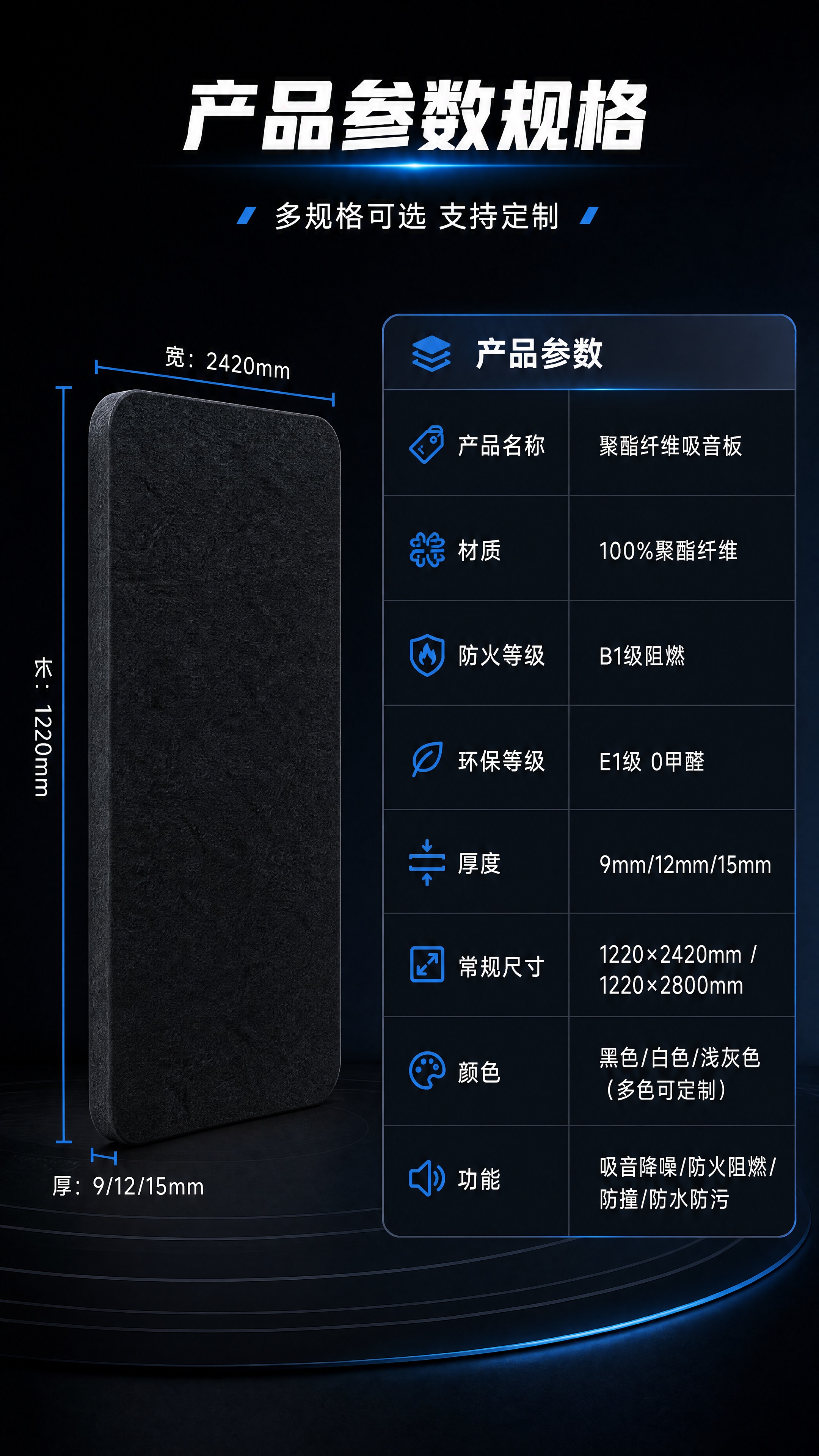 [商品] 使用【图1】黑色聚酯纤维吸音板；保留圆角矩形结构、黑… - 图片创意预览