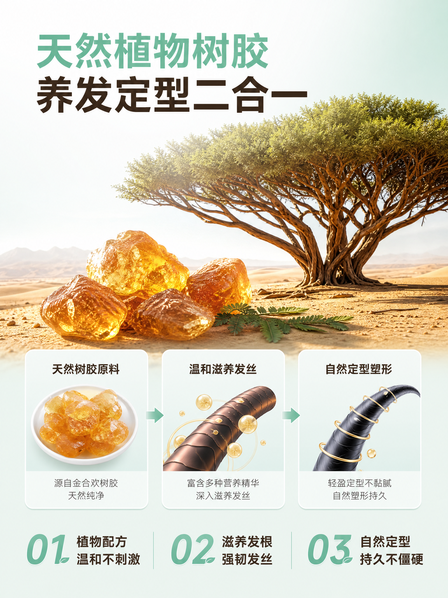 电商详情页第3张，OKCS品牌风格，薄荷绿简约风。成分功效页。… - 图片创意预览