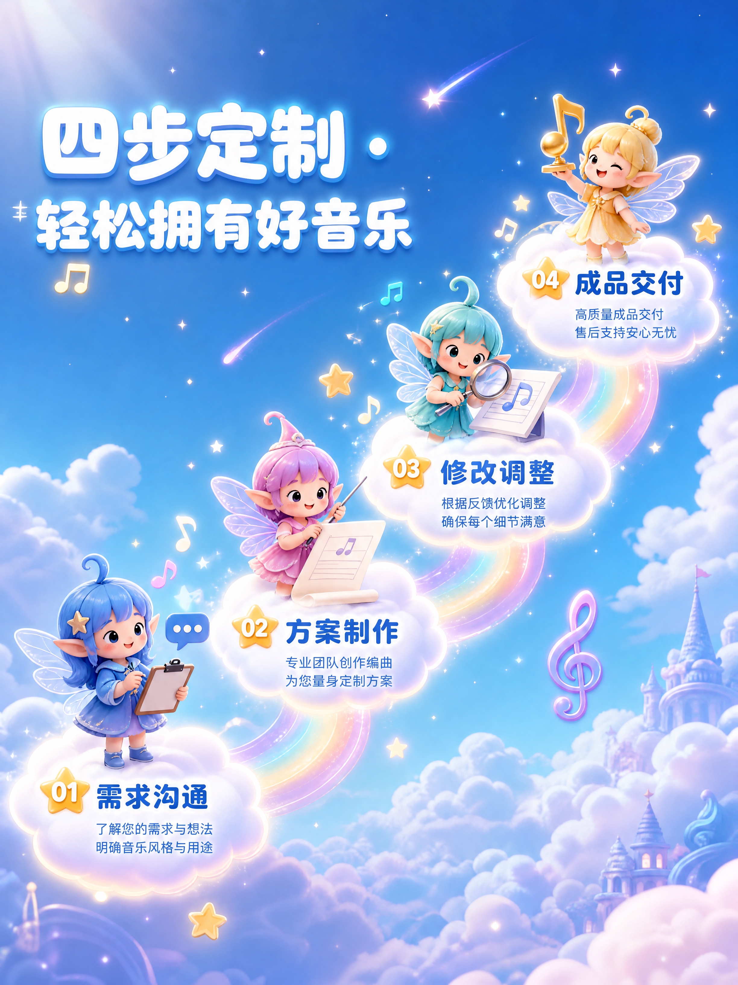 [商品] 使用【图1】音乐服务参考图，提取音乐定制服务的流程逻… - 图片创意预览