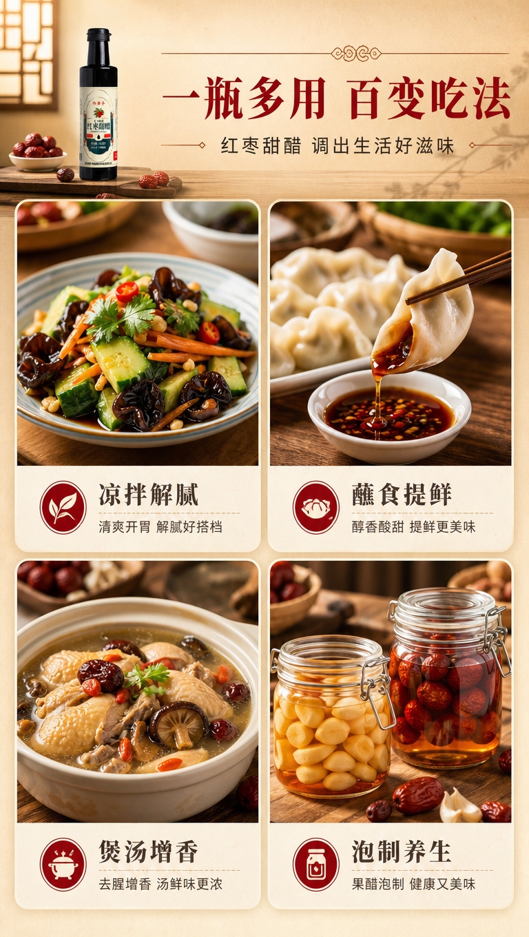 [商品] 使用【图1】西唐务红枣甜醋正面瓶身；保留瓶身外观、标… - 图片创意预览