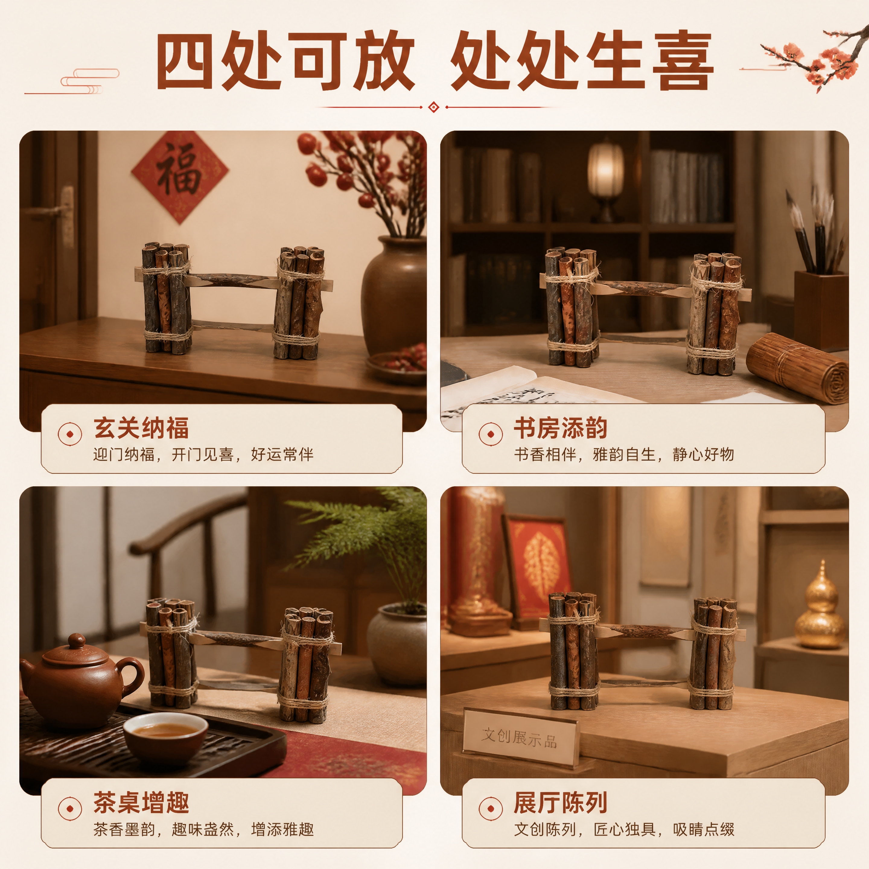 [商品] 使用【图1】【图4】【图5】喜庆小捆柴摆件；保留树枝… - 图片创意预览