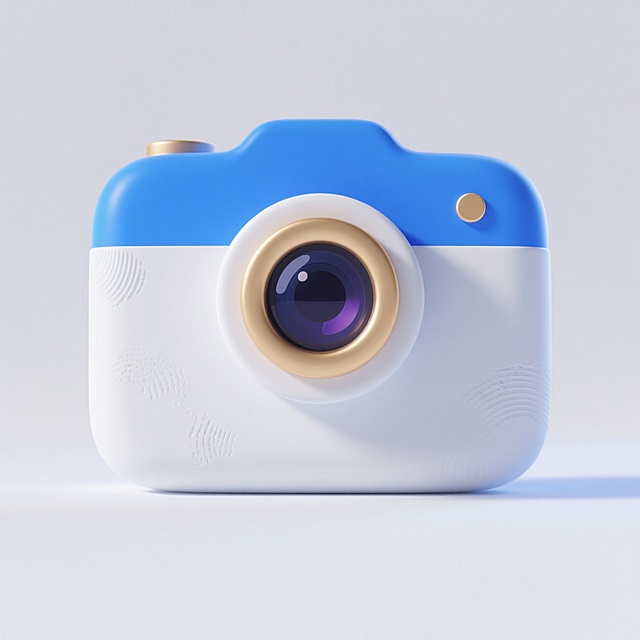 现代感十足的软3D风相机设计，简洁线条与柔和色彩结合，展现科技与艺术的完美融合。