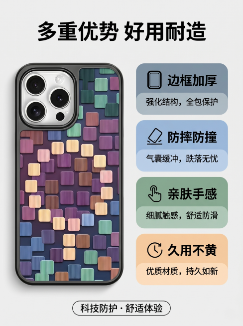 [主图-4] 防摔防撞卖点展示主图，Bento栅格风格。[氛围风格] 清晰卖点展示，专业科技风。[画质] 商业摄影质感、光线柔和通透、产品清晰真实、画面干净高级。[元素] 整体采用UI分区栅格风格，顶预览效果