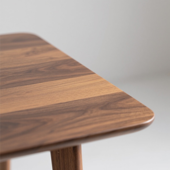 一张高质量的现代简约风格木质桌面特写照片，保持纯白色背景，展示一块变换样式的实木桌面，木材纹理清晰自然，呈现温暖的棕色调，表面光滑有细微的反光质感，光线从上方均匀照射，形成柔和的明暗过渡，边缘处理圆润，突出木材的天然美感和细腻触感，整体构图简洁大方，视觉焦点集中在桌面的纹理和材质上。预览效果