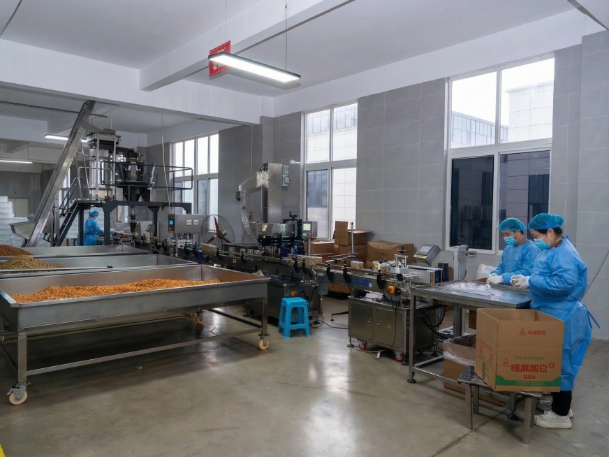 给图中所有工作人员都戴上医用口罩，同时整理这个生产车间，把整个环境和地面清理得更加干净整洁，保持原图其他内容不变，保持自然真实的风格预览效果