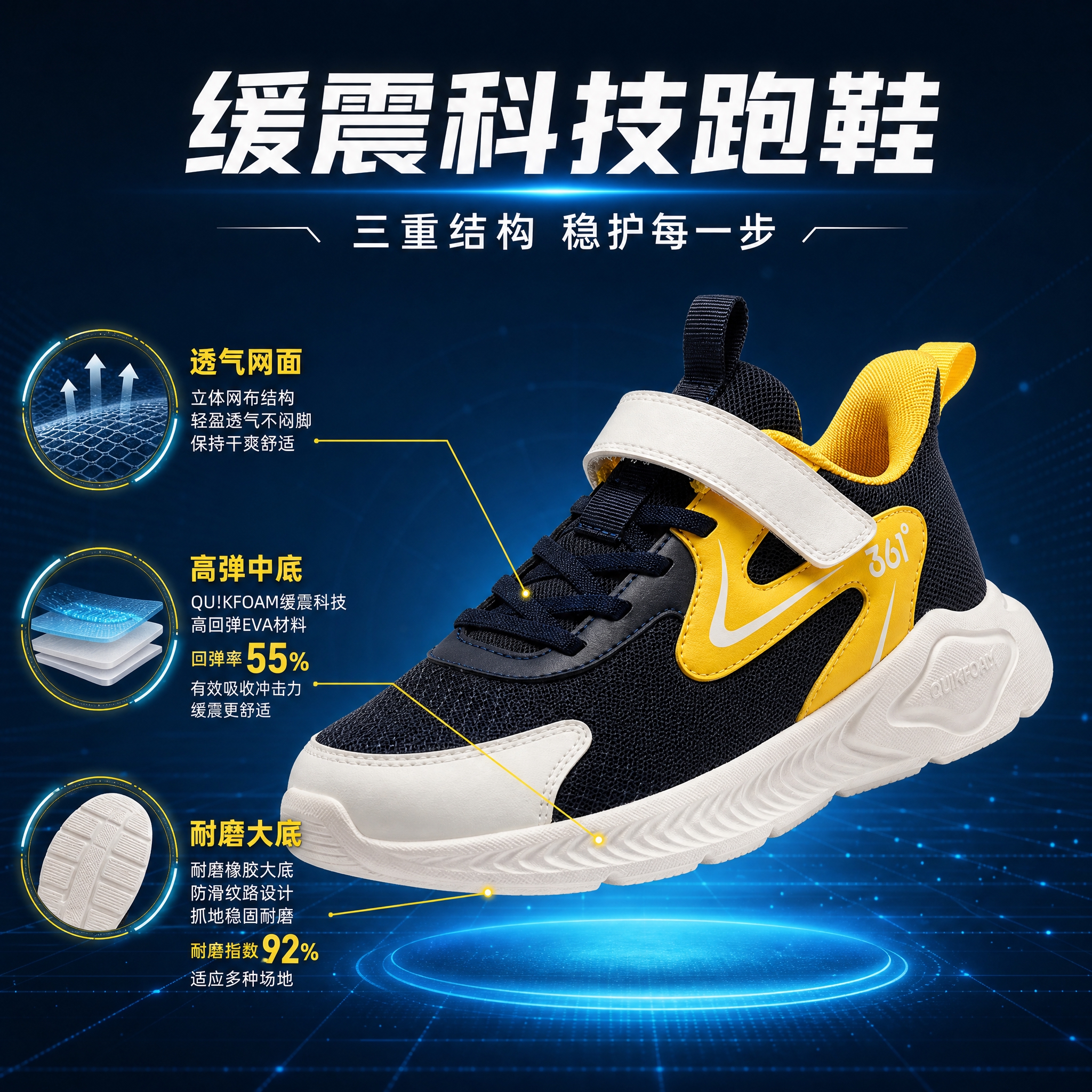 [主图-2] 科技参数结构展示图 藏蓝黄配色款 核心任务是讲解… - 图片创意预览