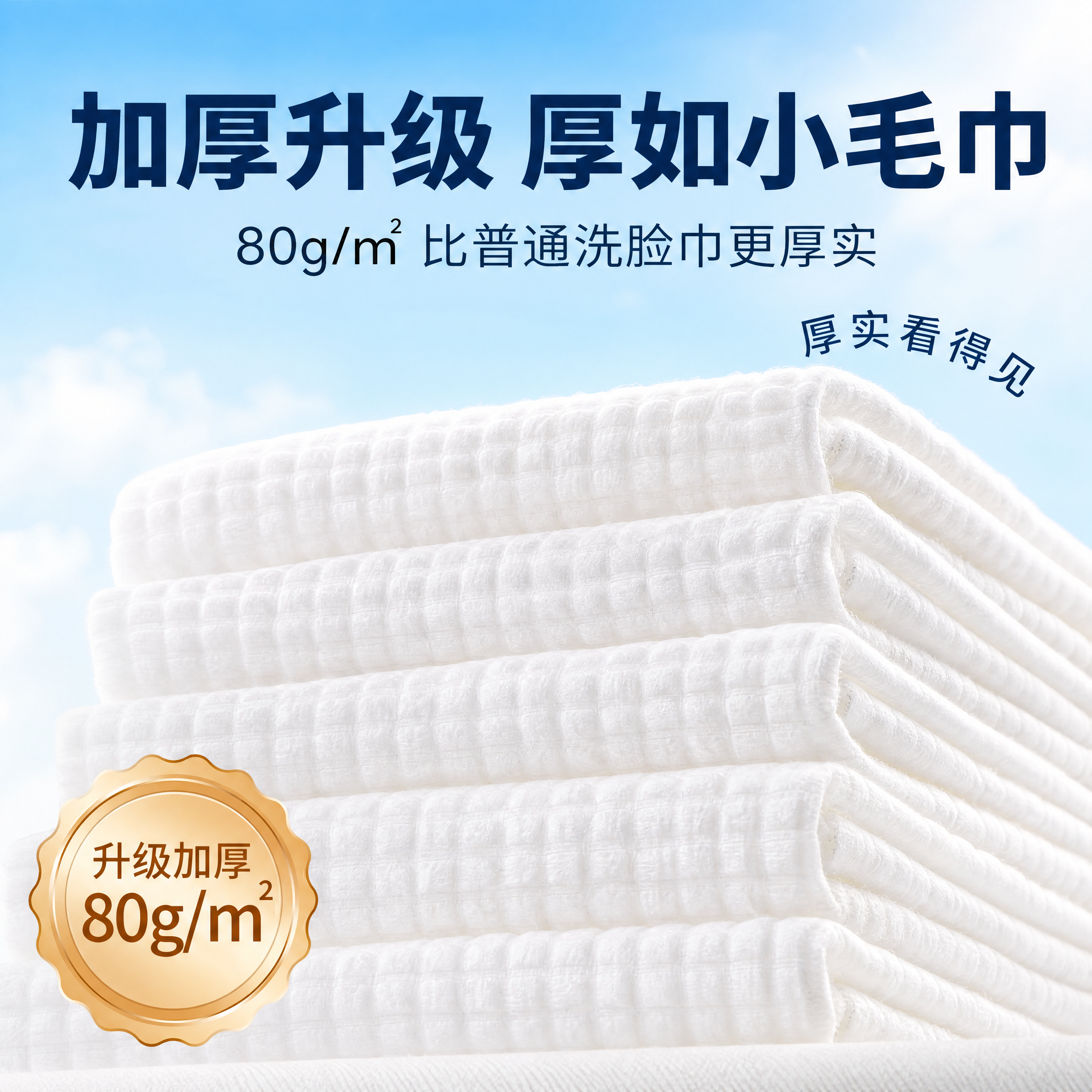 [商品] 使用【图9】加厚棉柔巾堆叠特写；保留白色EF纹纹理、… - 图片创意预览
