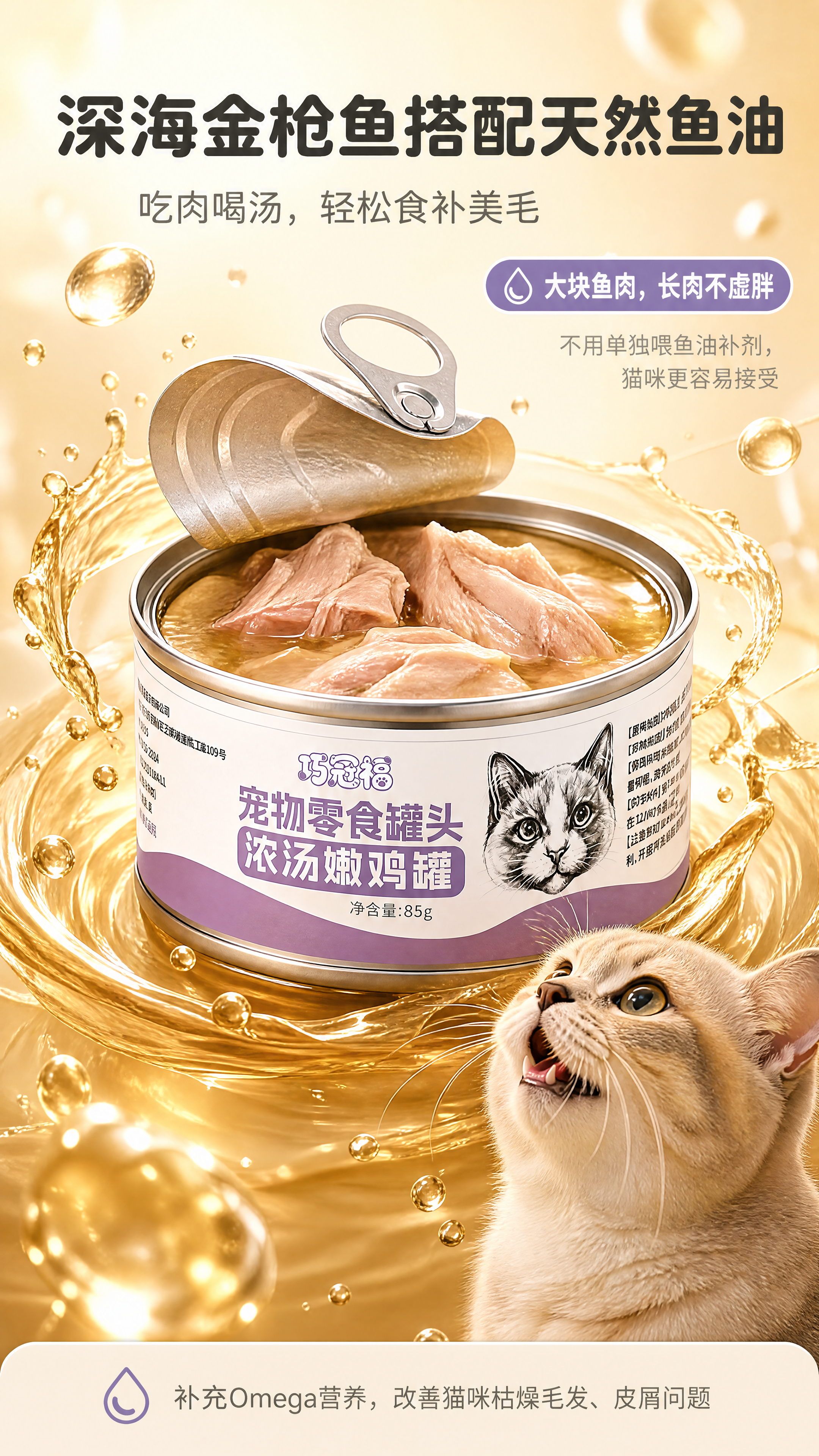 [商品] 使用【图1】巧宠福宠物零食罐头；保留银色金属罐体、紫… - 图片创意预览