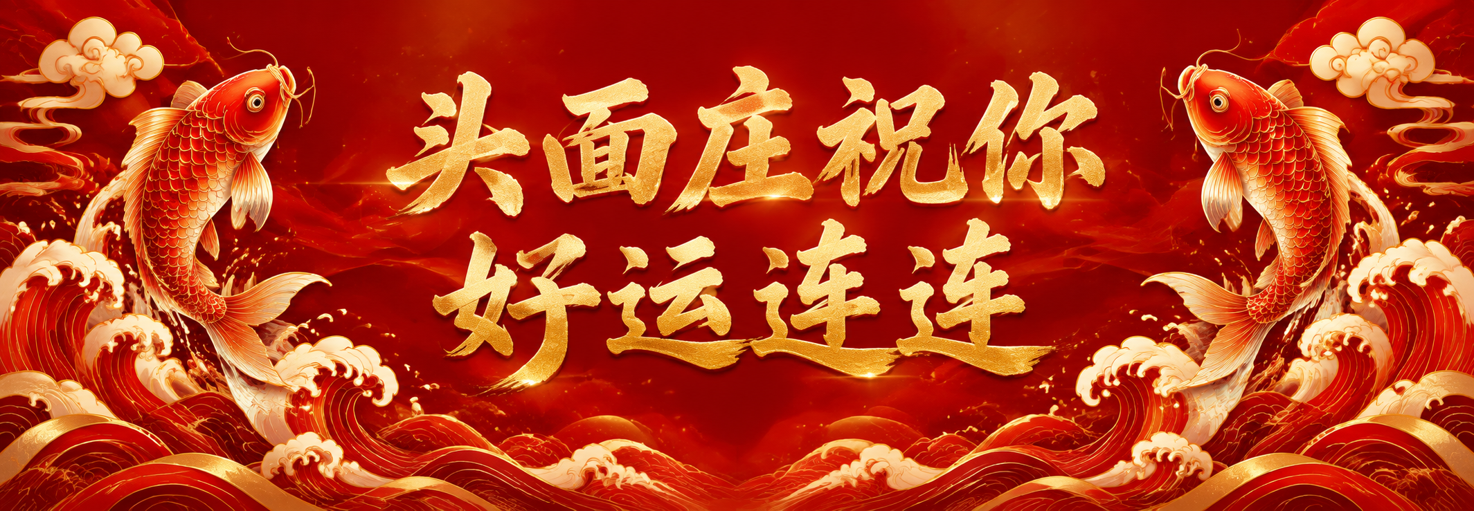 横版手拉旗设计，70x24cm比例，国潮喜庆风格。画面中央是醒… - 图片创意预览