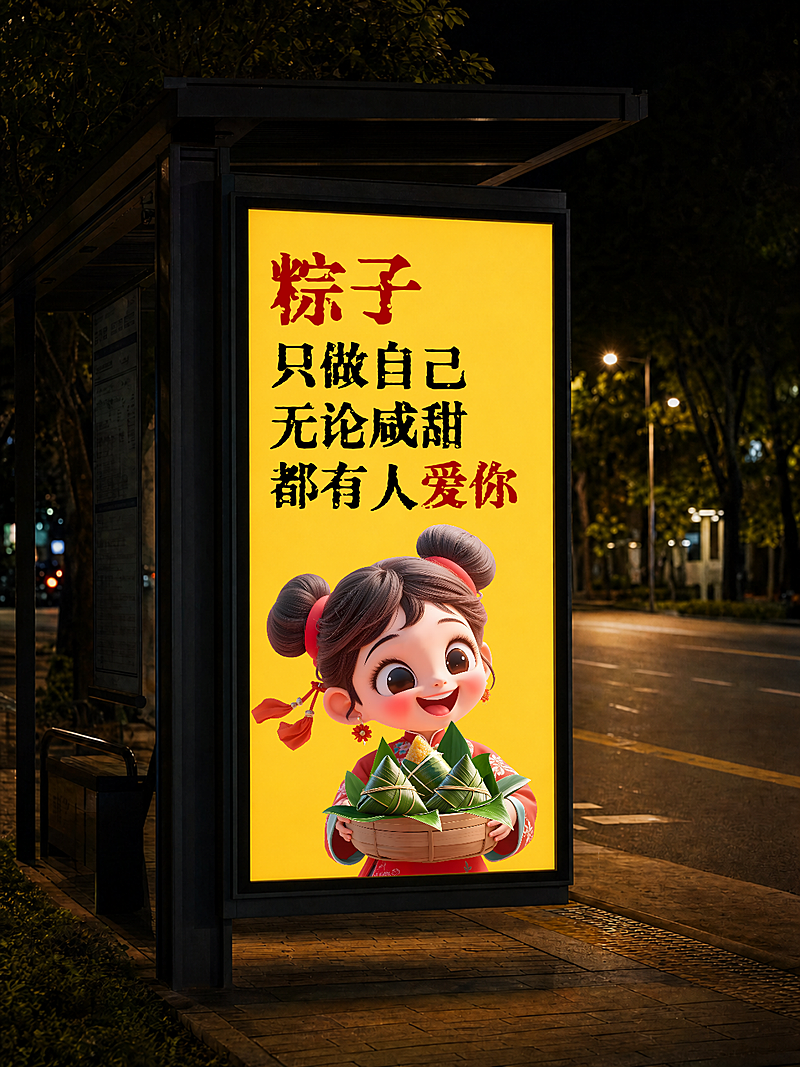 端午节创意祝福文案卡通感小红书封面