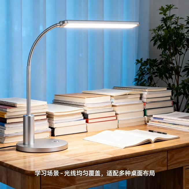 （一）主视觉概念图生成
1.  AIGC提示词设计：结合概念设计方案，明确产品核心形态、风格基调、光影效果、背景氛围要求

2.  输出成果：精选1张最优主视觉概念图，标注核心设计亮点（如可调节灯臂、预览效果