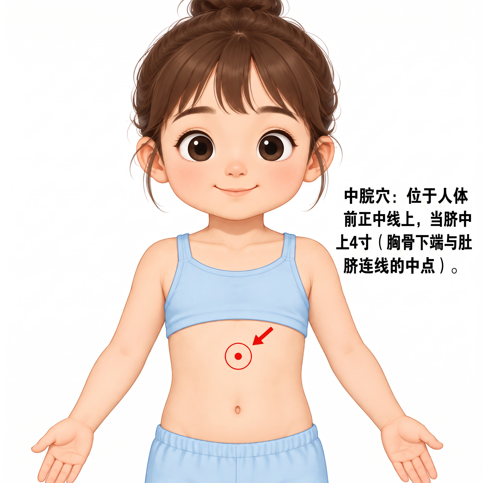 图片右侧增加文字：中脘穴：位于人体前正中线上，当脐中上4寸（胸… - 图片创意预览