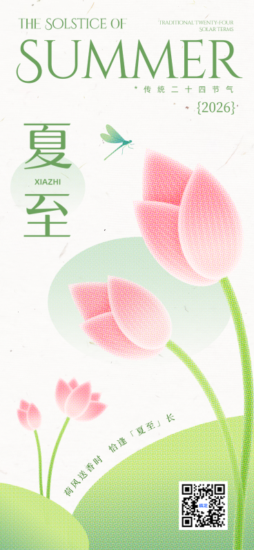 夏至节气祝福问候清新感通用全屏竖版海报预览效果