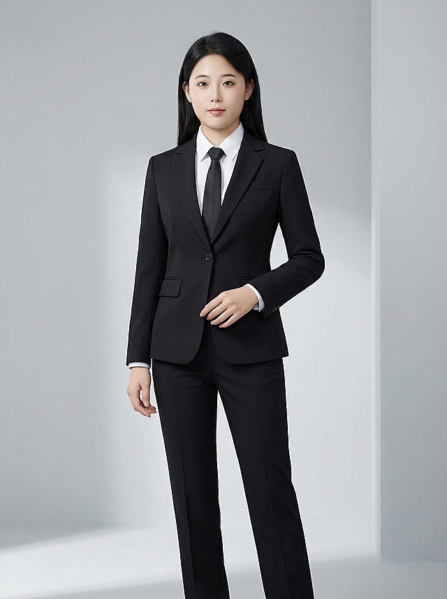 根据人物面部特征，生成全身职业照，风格要高级