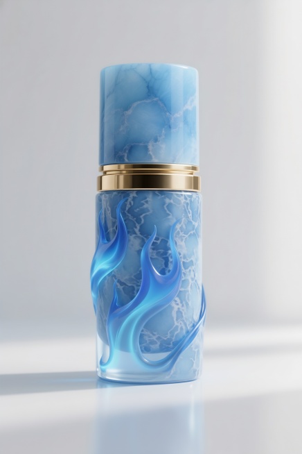 将瓶身的粉色改成和瓶盖一样的玉石质感，并且瓶身的火焰元素不要动预览效果