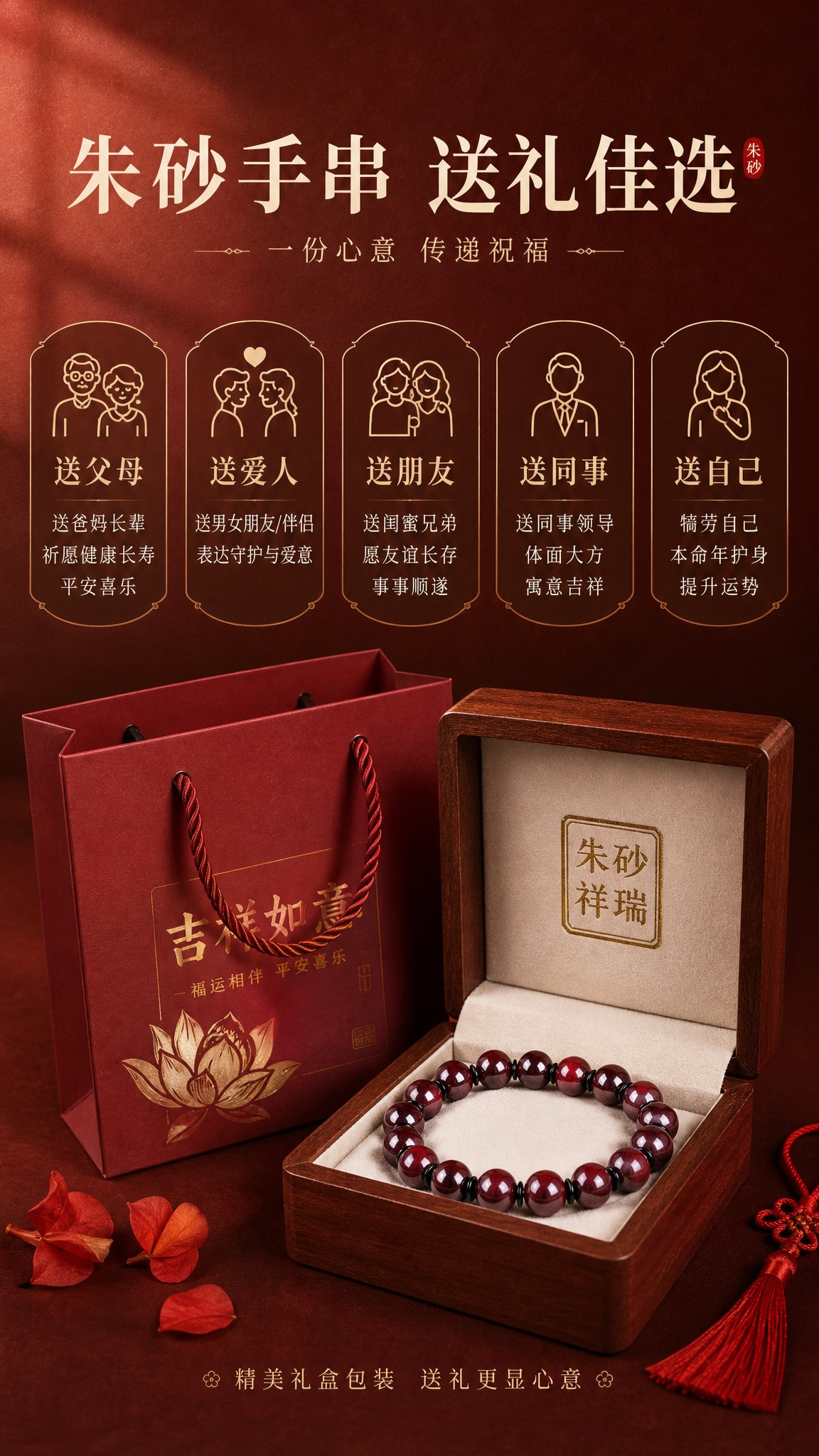 淘宝天猫详情页-送礼场景篇，9:16竖版，高级红棕渐变纸质感背… - 图片创意预览