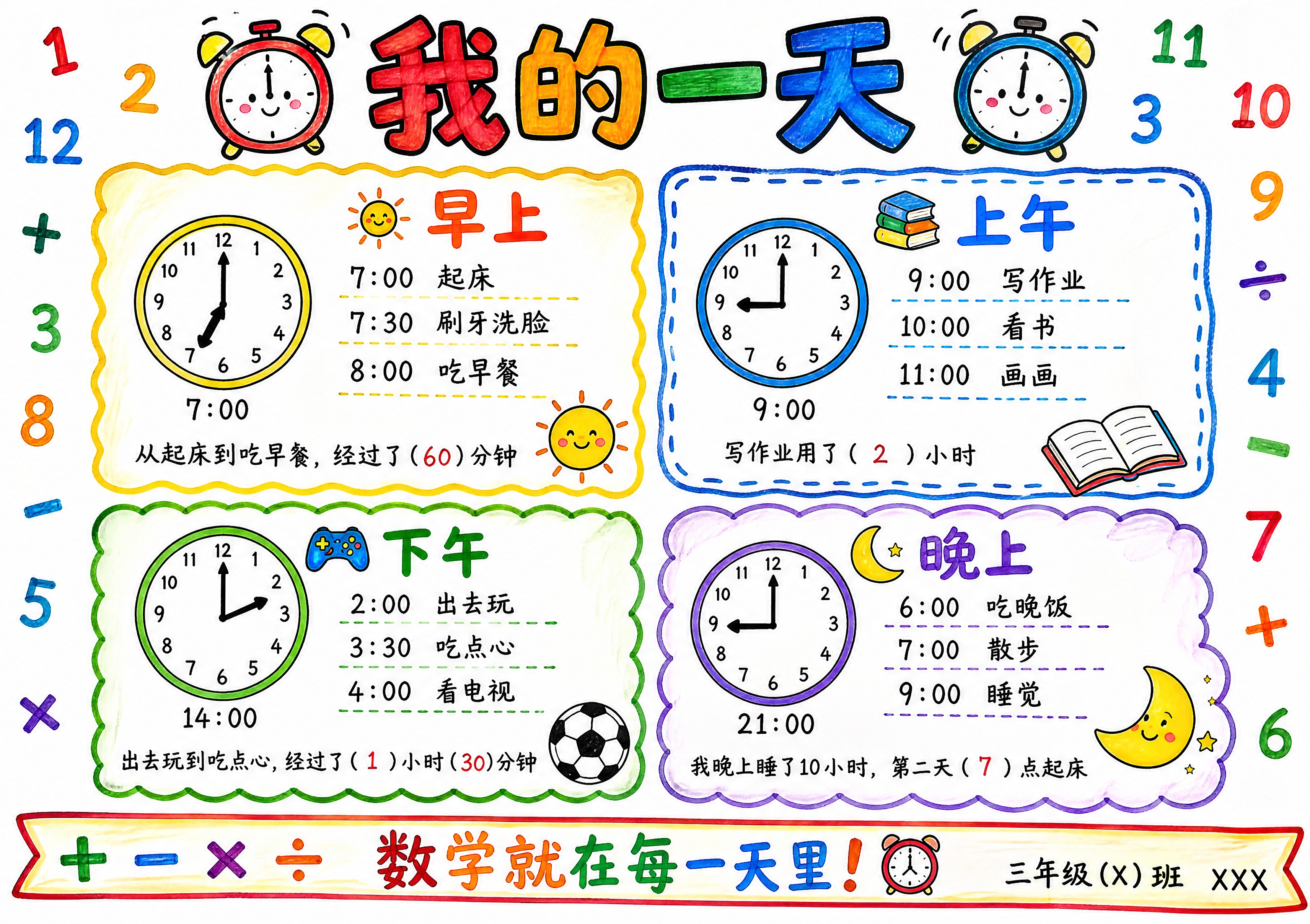 A4横版手抄报，纯白色背景，白纸马克笔真实手绘效果，笔触痕迹明… - 图片创意预览