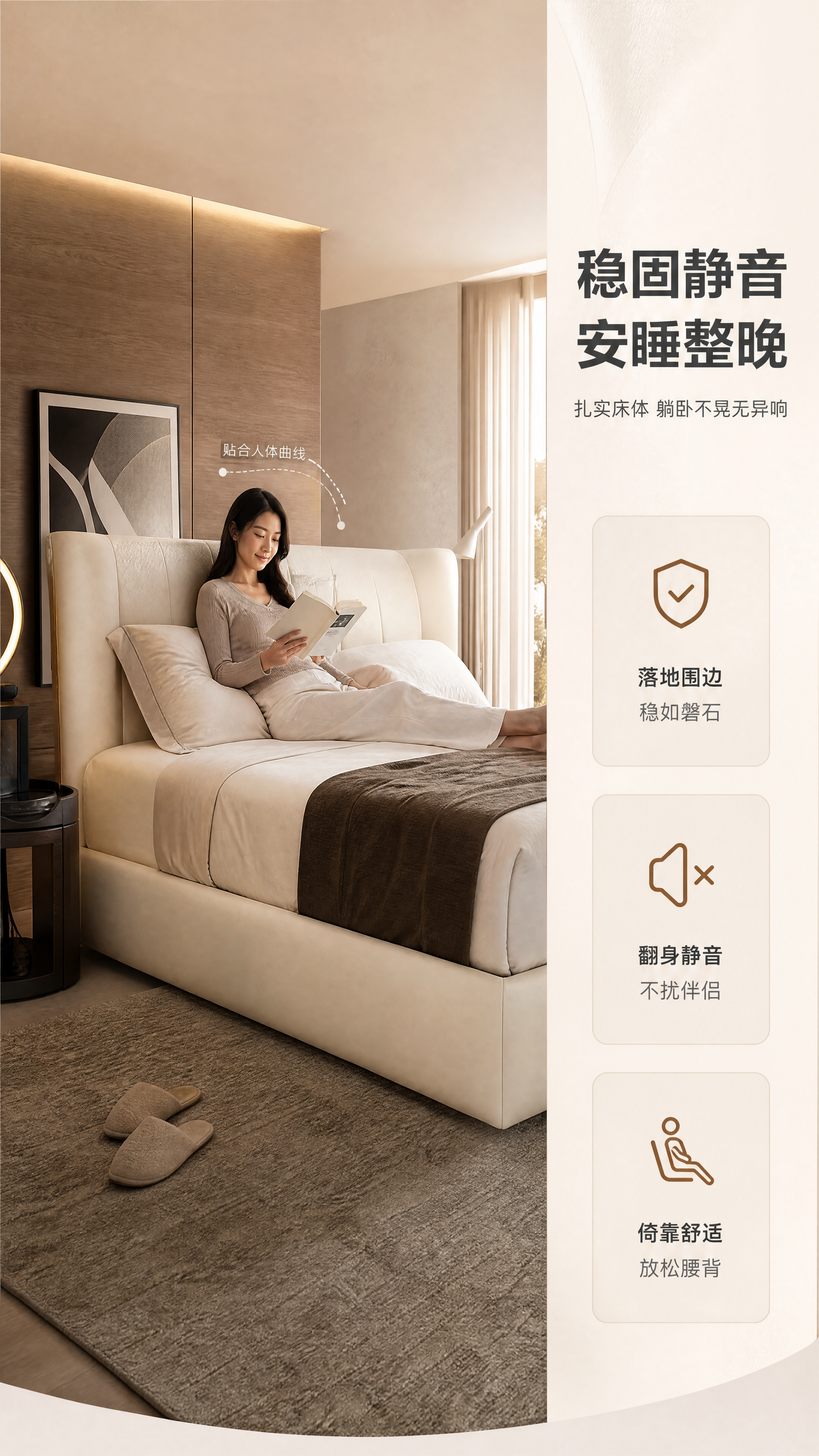 [商品] 使用【图1】白雪床落地围边款双人床；保留床头两侧微凸… - 图片创意预览
