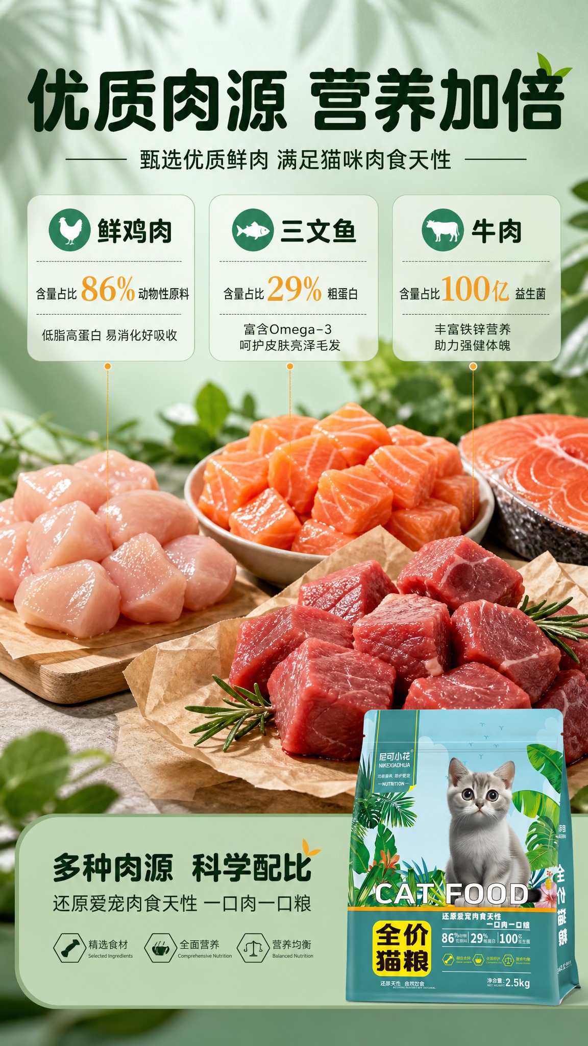 [商品] 使用【图2】尼可小花全价猫粮袋装产品；保留包装袋所有… - 图片创意预览