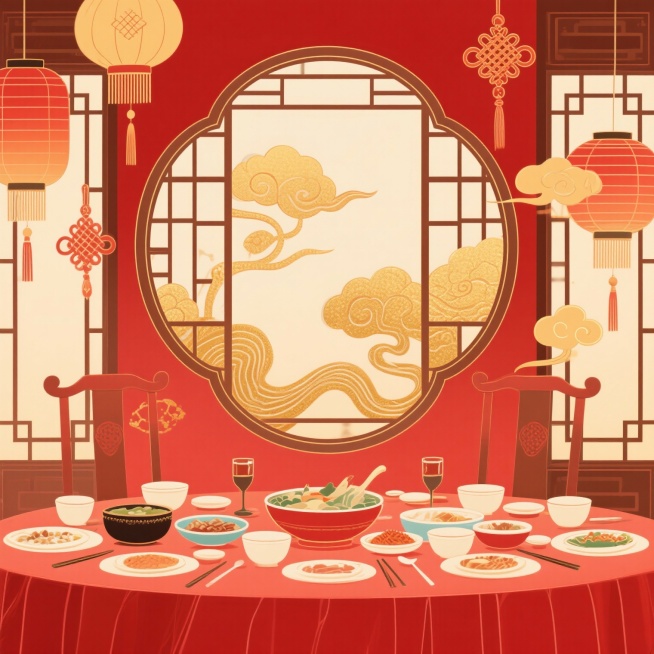 适合摆放年夜饭的背景，不需要桌子，生成3张预览效果