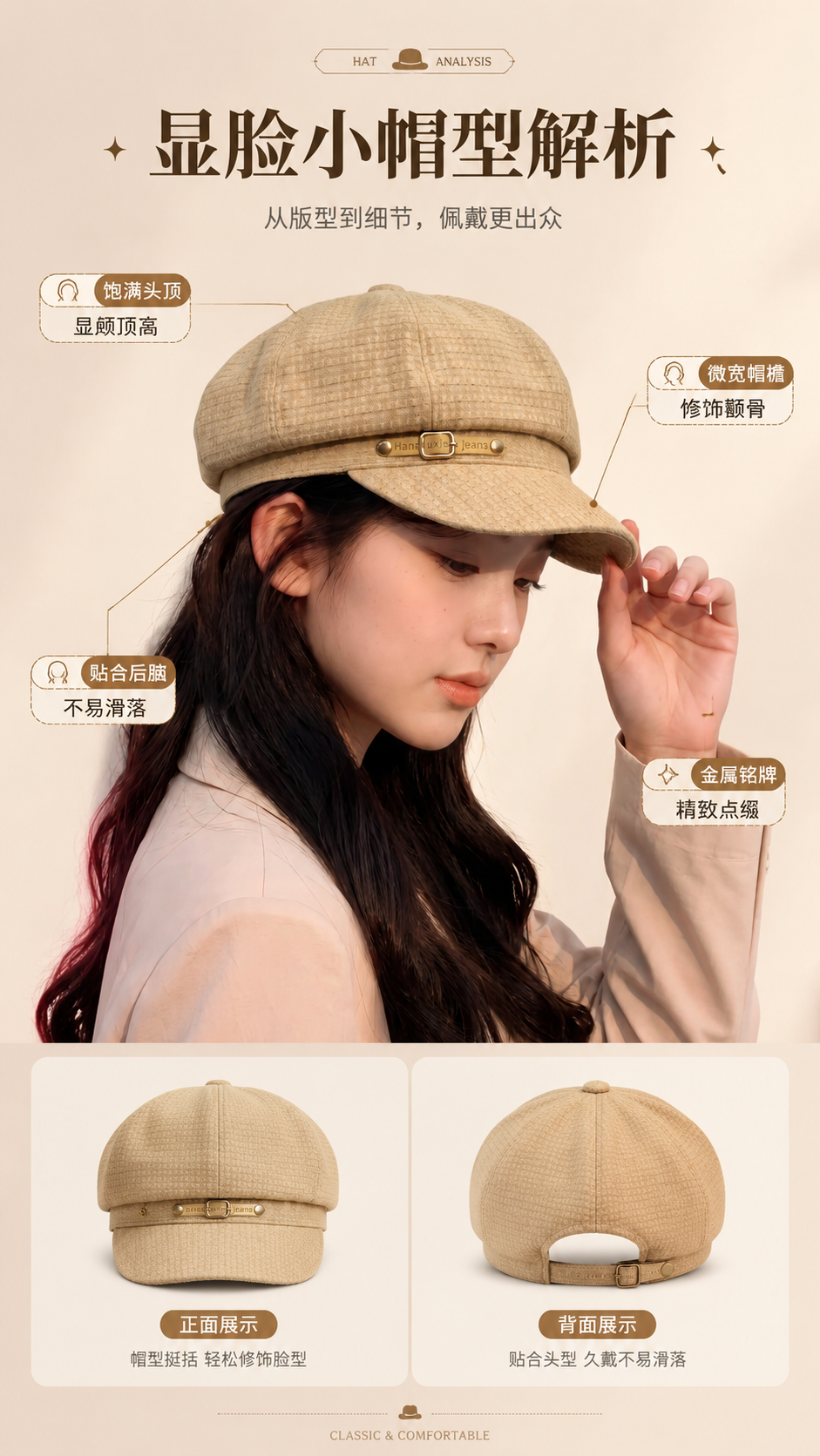 [商品] 使用【图2】卡其色模特侧面佩戴图及【图8】产品图；商… - 图片创意预览