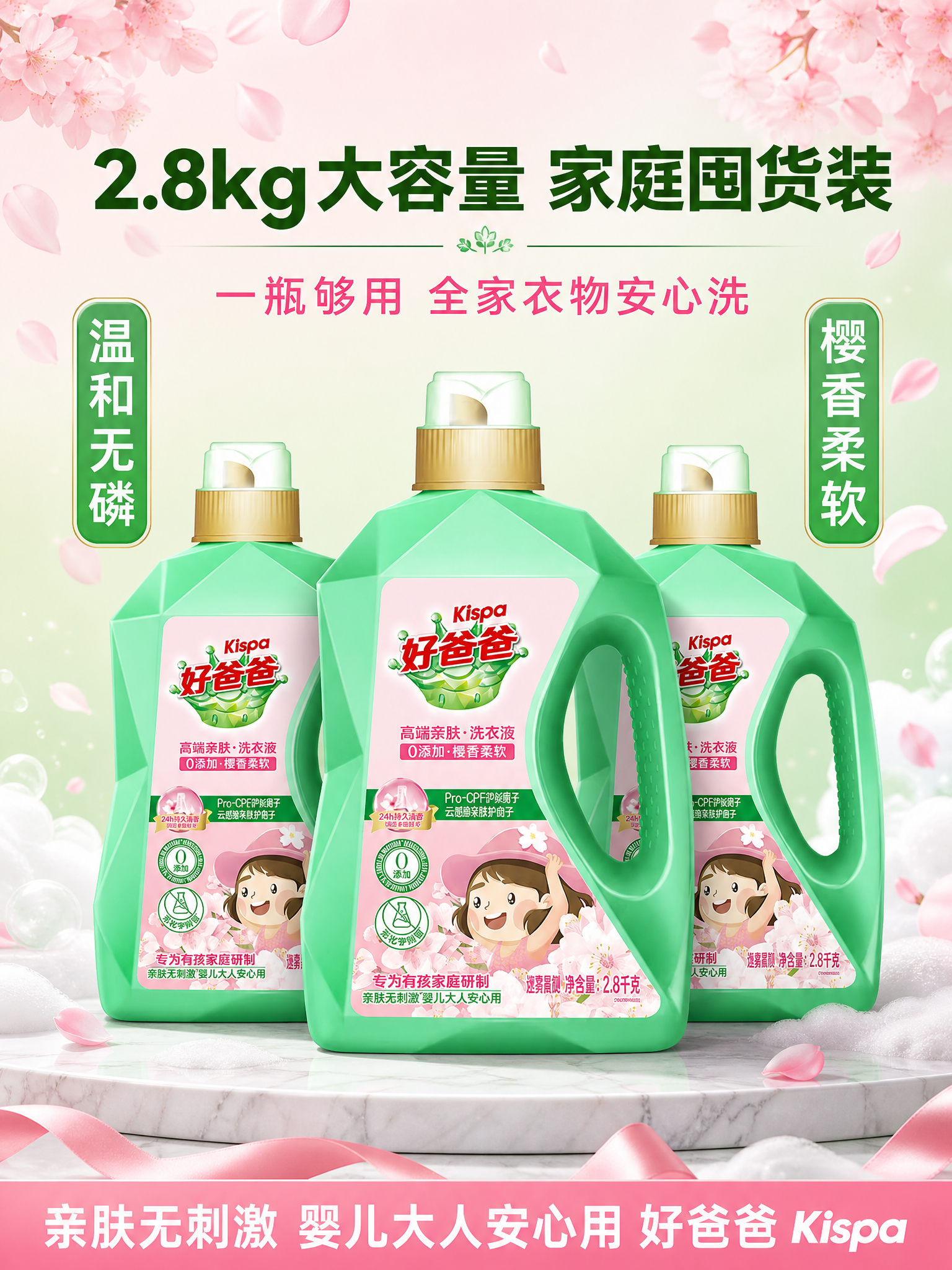 [主图-5] 好爸爸樱花洗衣液规格与囤货价值图 [氛围风格]… - 图片创意预览