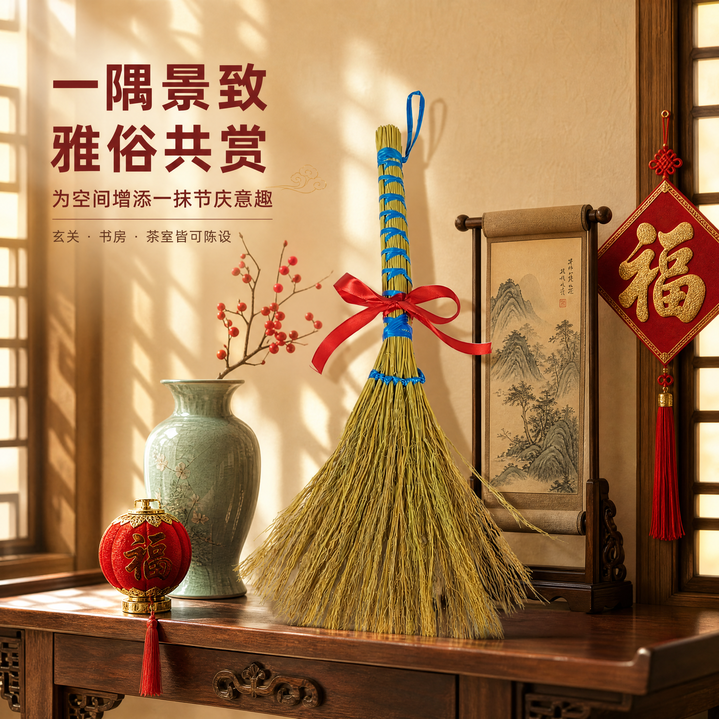 [商品] 使用【图1】糯稻草蓝绳捆扫把配红绳；保留扫把完整结构… - 图片创意预览