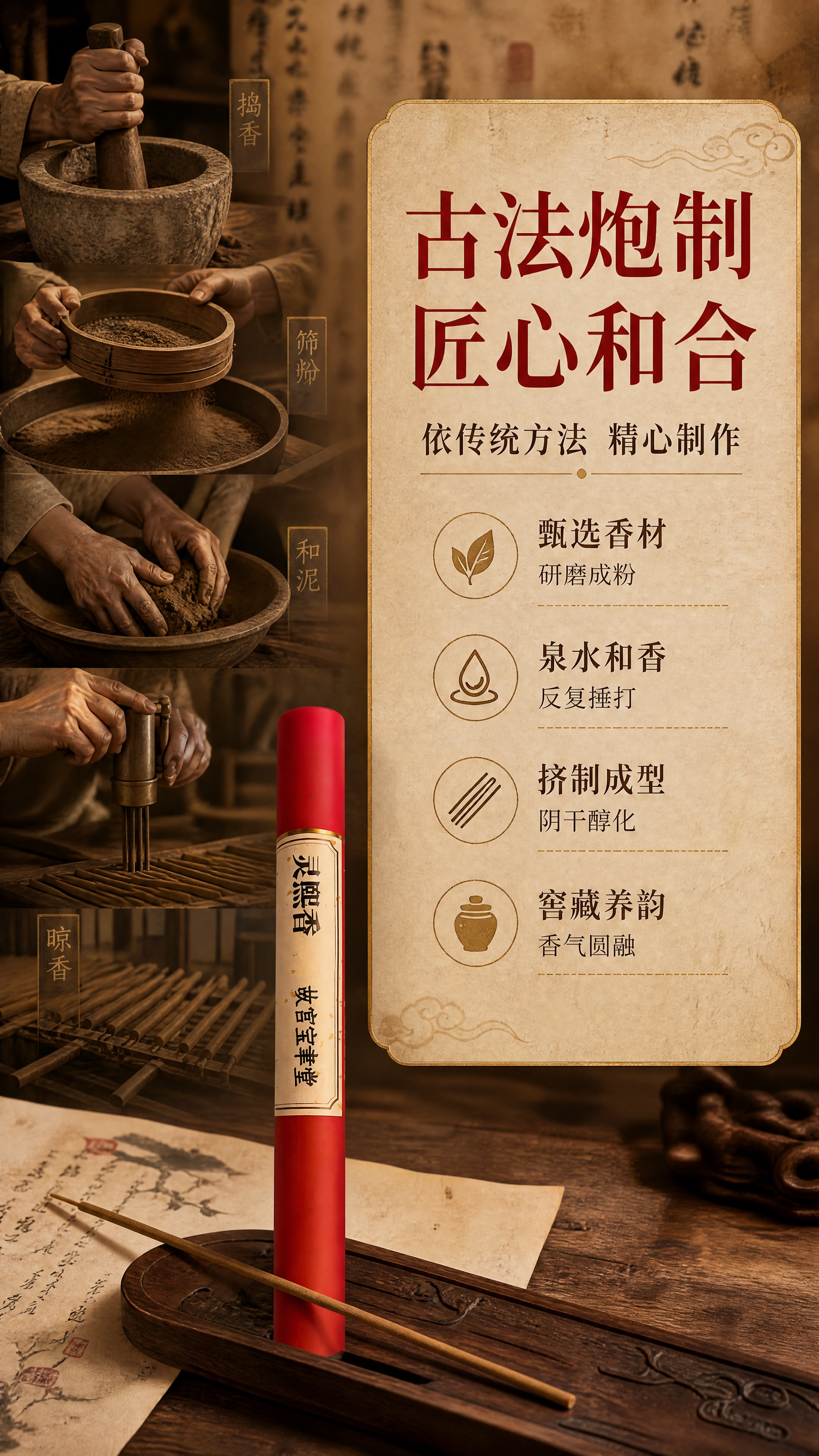 [商品] 使用【图1】香管与【图2】线香；保留香管红色外观与标… - 图片创意预览