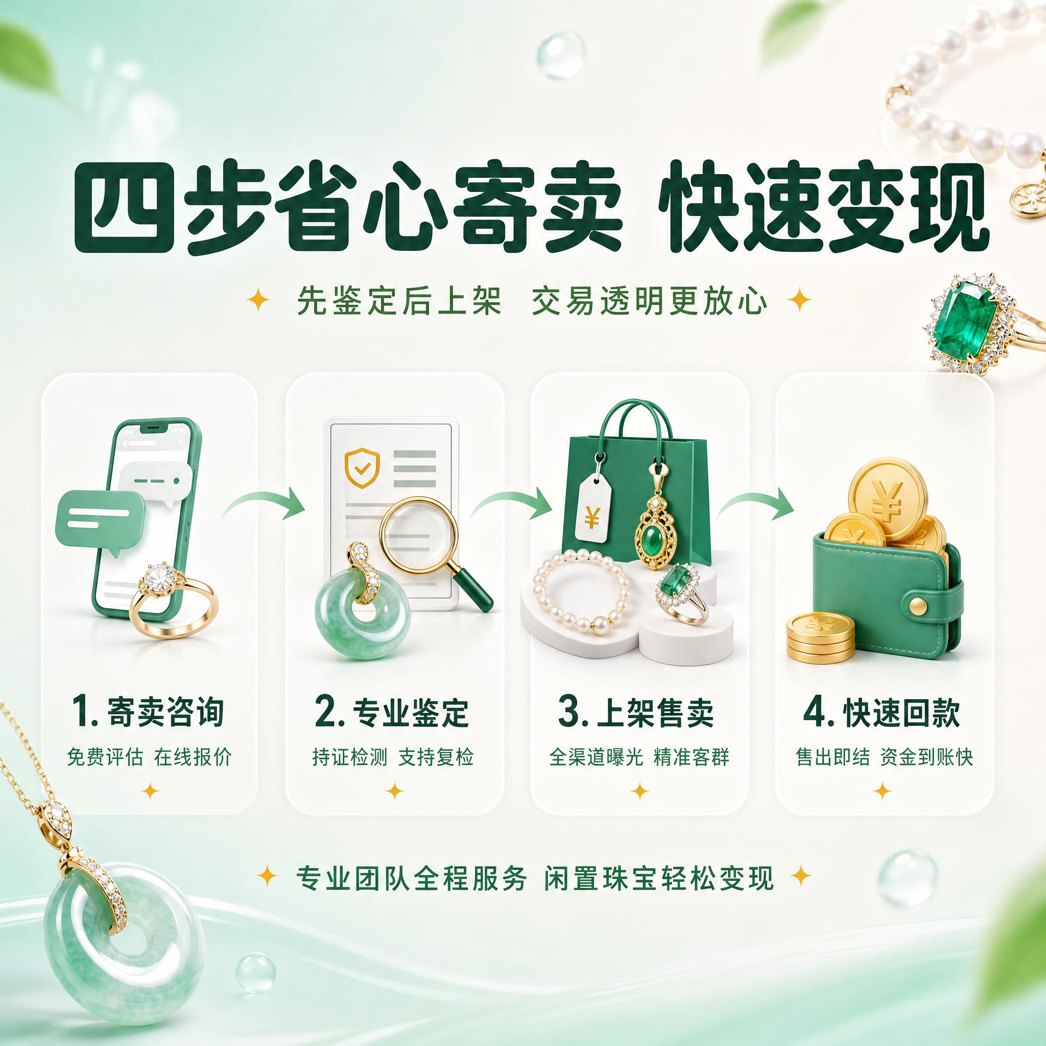 [主图-4] 闲小置全品类珠宝寄卖服务 寄卖流程与省心服务图，… - 图片创意预览