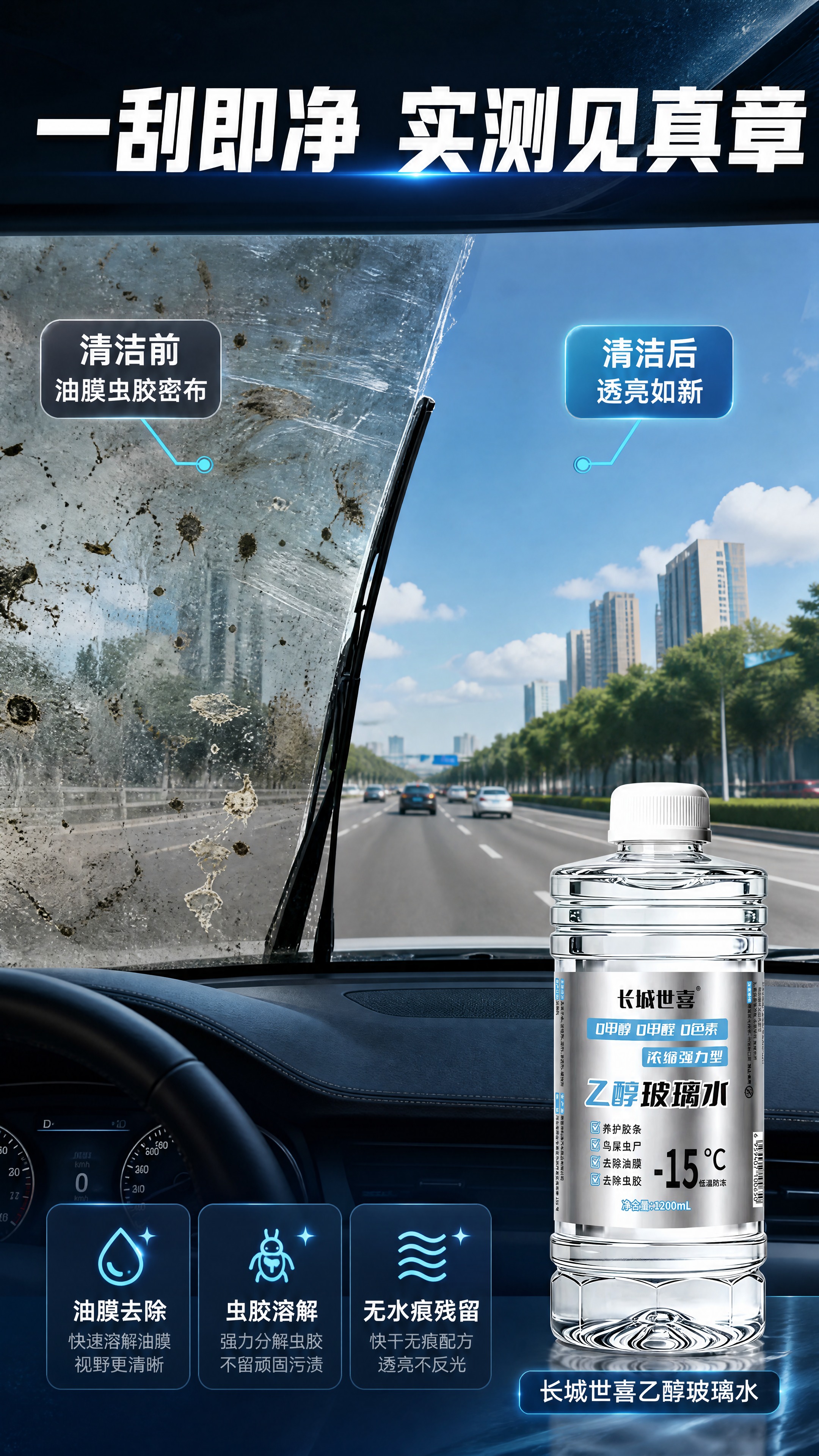 [商品] 使用【图1】长城世喜-15℃乙醇玻璃水透明瓶装；保留… - 图片创意预览