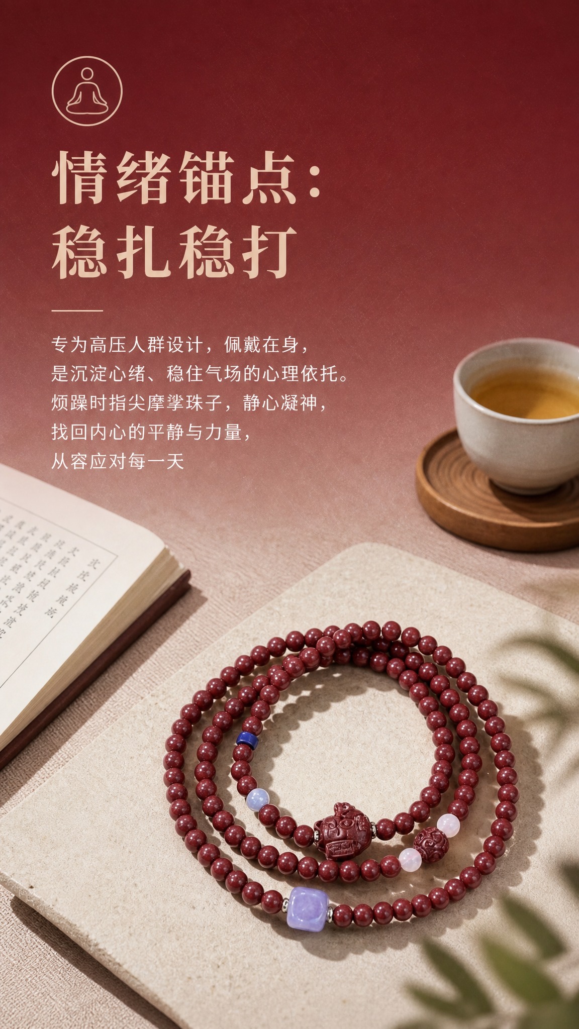 电商详情页卖点图，情绪价值稳心卖点，9:16竖版，高级酒红到裸… - 图片创意预览