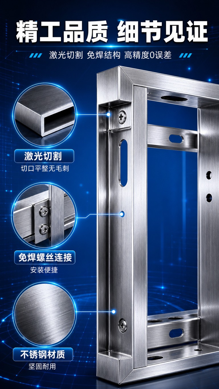 [商品] 使用【图4】LED显示屏E结构不锈钢框架边角特写；保… - 图片创意预览