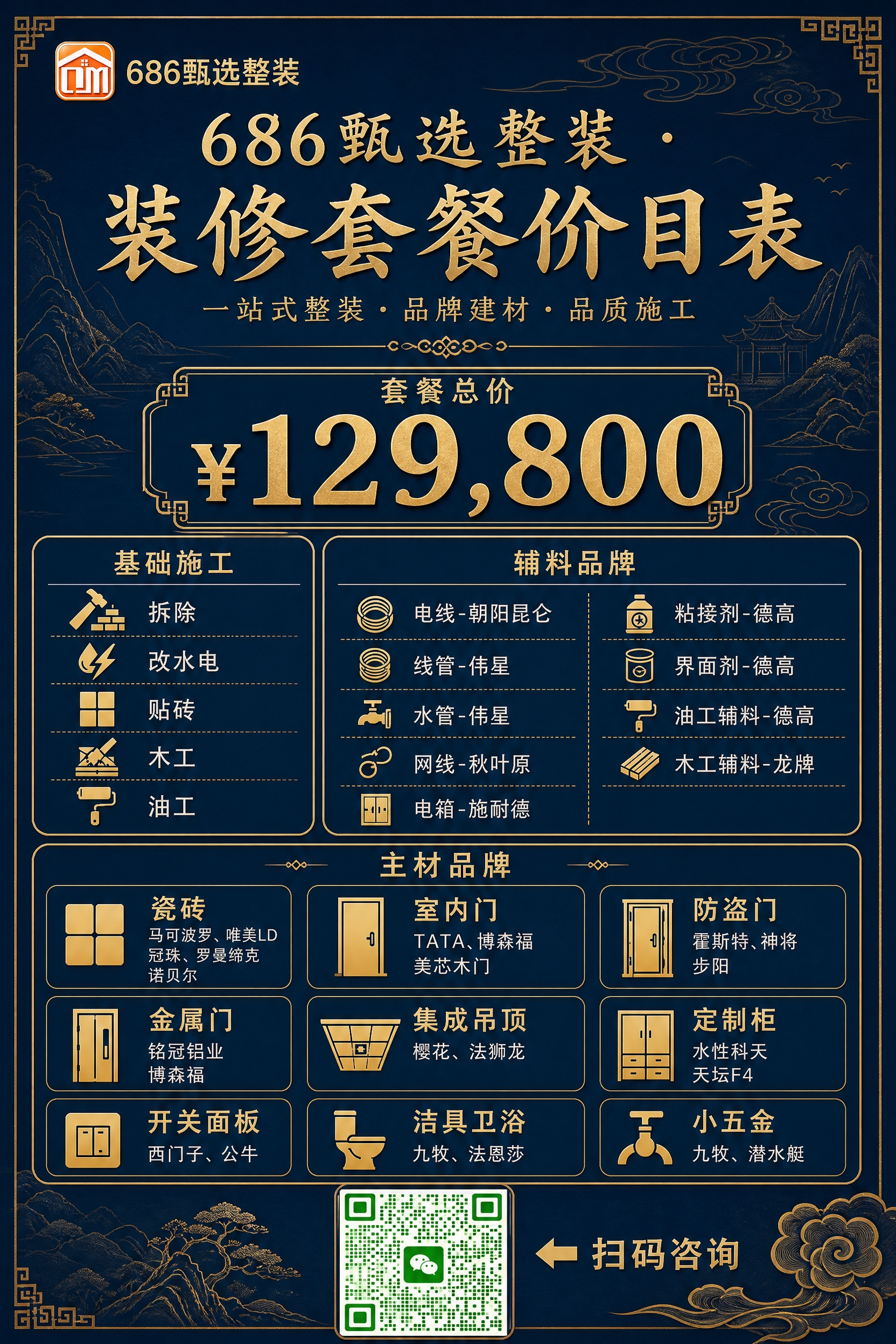 基于原图进行修改，整体风格调整为有文化底蕴的新中式风格，深蓝底… - 图片创意预览