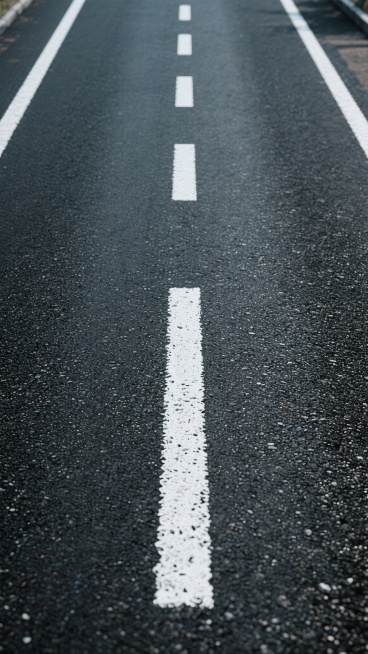 一张沥青材质的道路纹理图，道路中间有白色的虚线分隔线，道路两侧有白色的实线边缘线，整体呈现出一种写实的风格，路面具有清晰的颗粒感和质感。预览效果