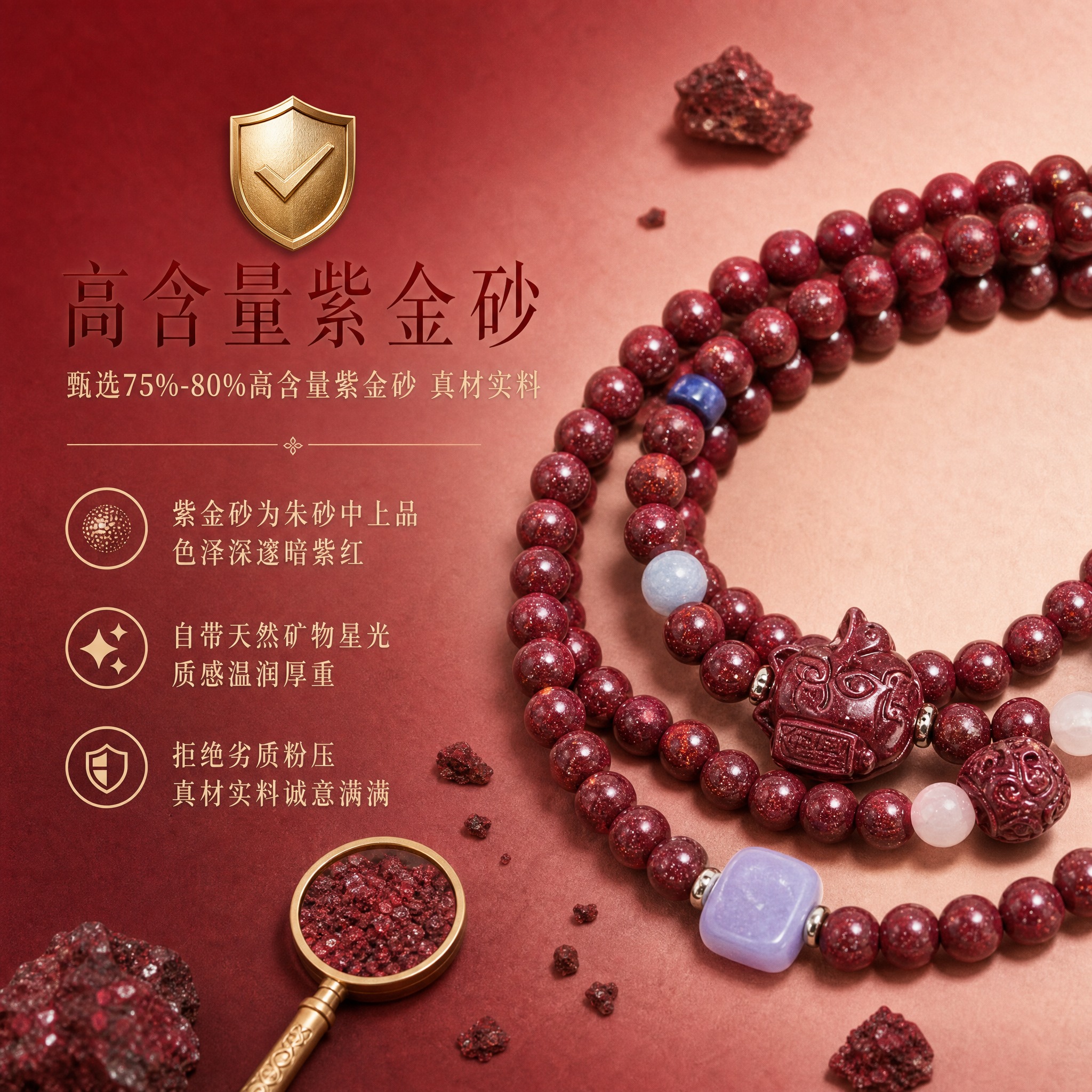 [商品] 使用【图1】紫金砂招财猫平安转运珠双圈手串；保留所有… - 图片创意预览