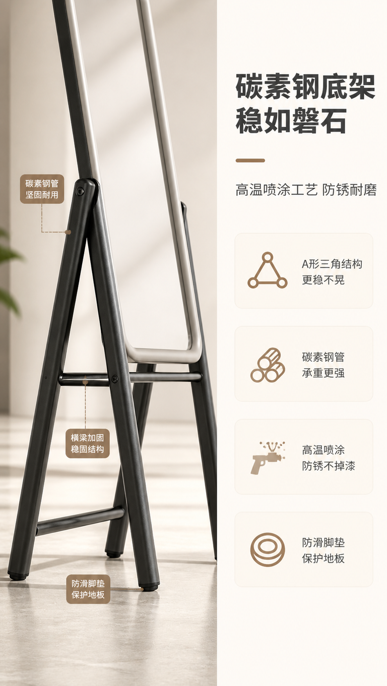 [商品] 使用【图1】DF-8817穿衣镜；保留黑色碳素钢A形… - 图片创意预览