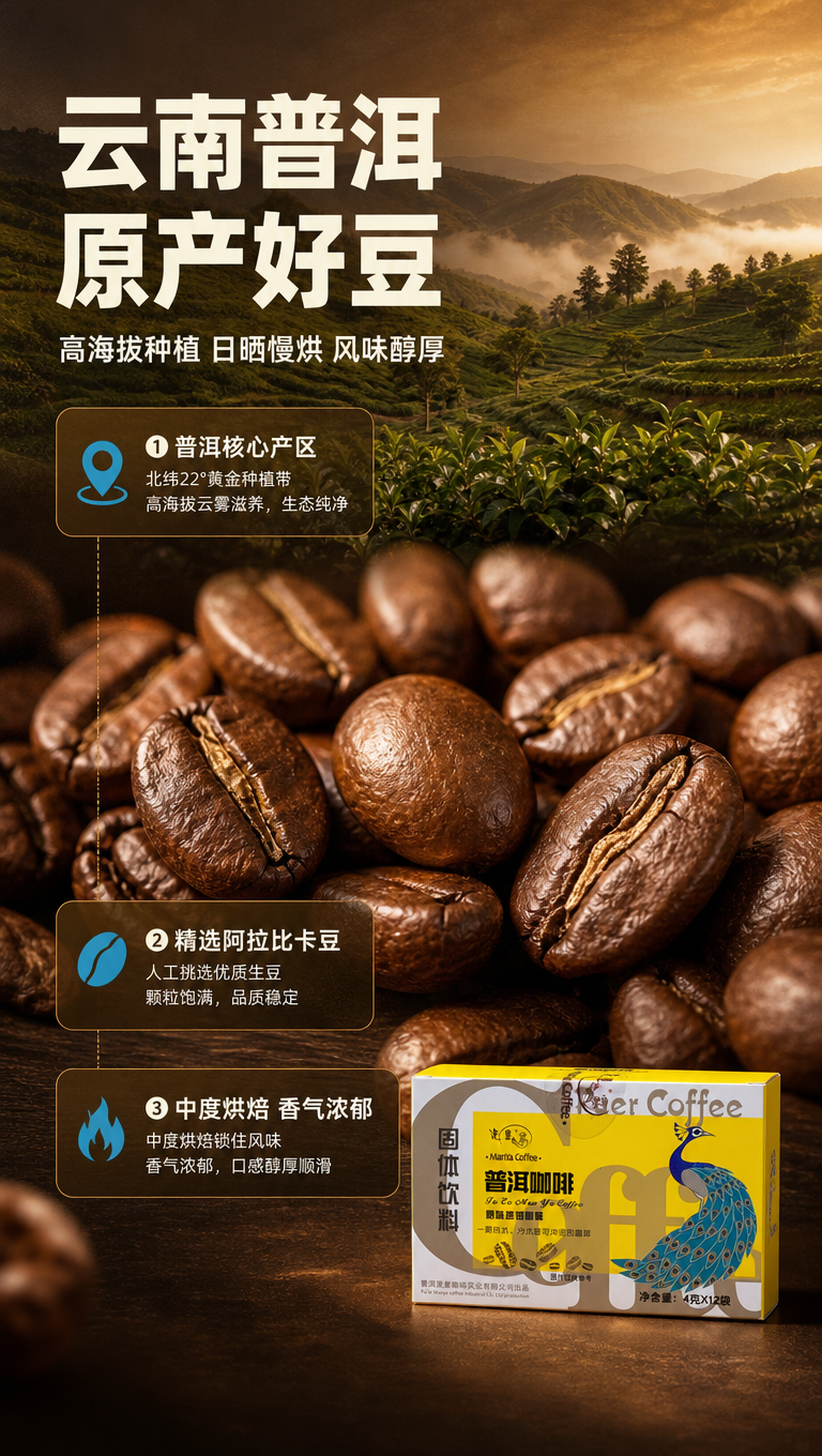 [商品] 使用【图1】漫崖普洱咖啡原味速溶咖啡盒装；保留包装盒… - 图片创意预览